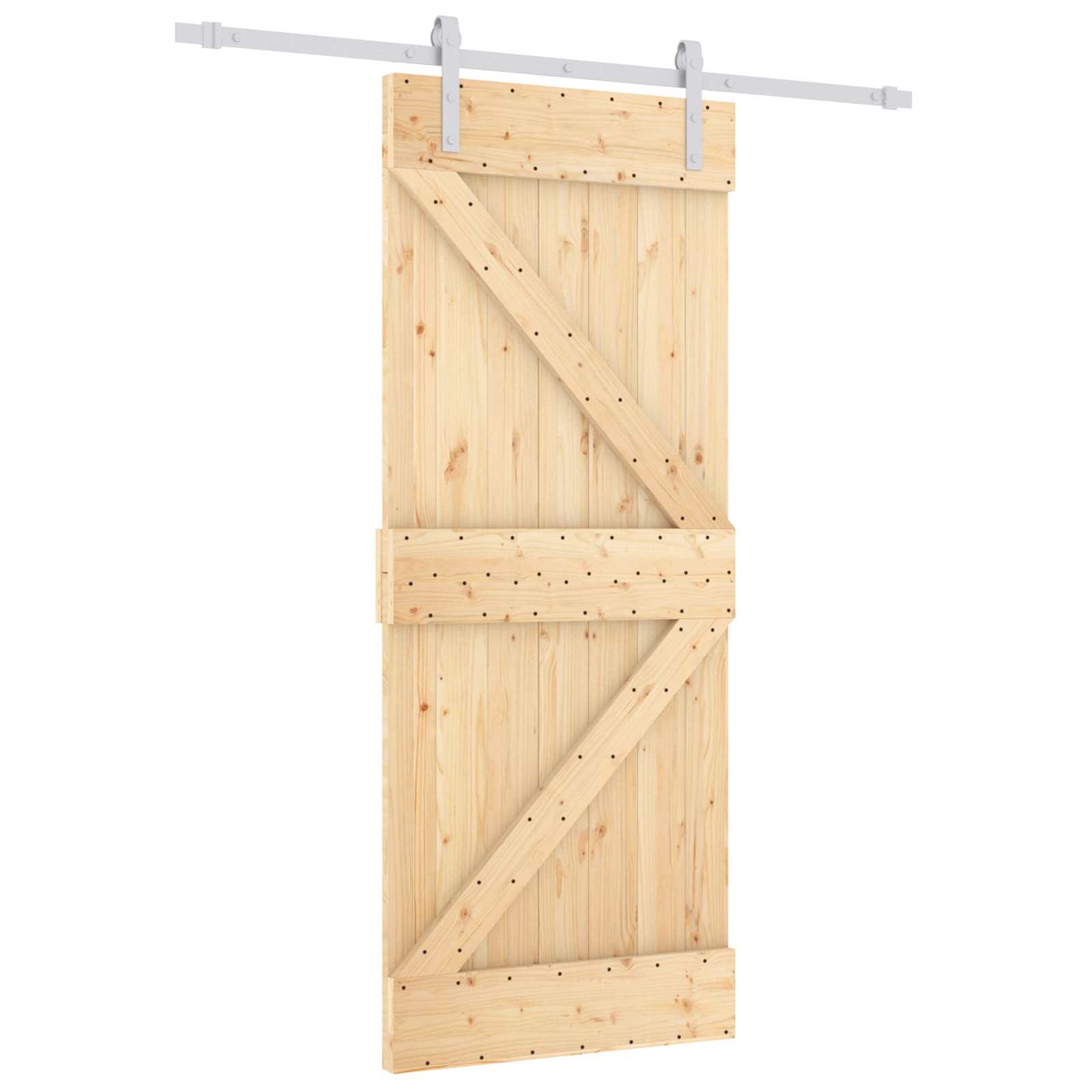 Klizna vrata Prirodna i bijela 85 x 210 cm Čvrsta borovina