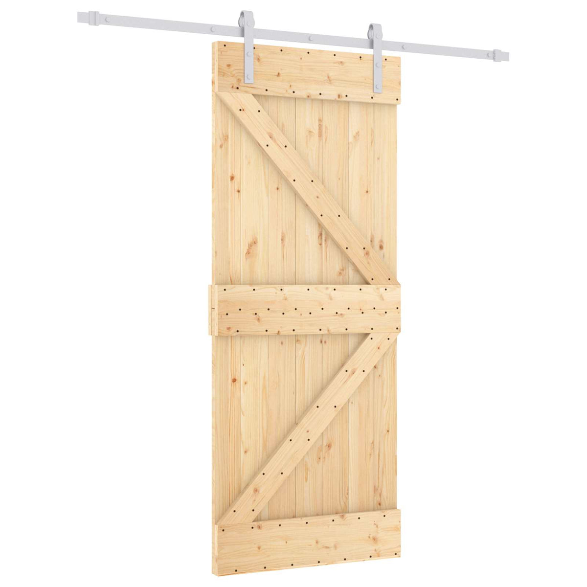 Klizna vrata Prirodna i bijela 85 x 210 cm Čvrsta borovina