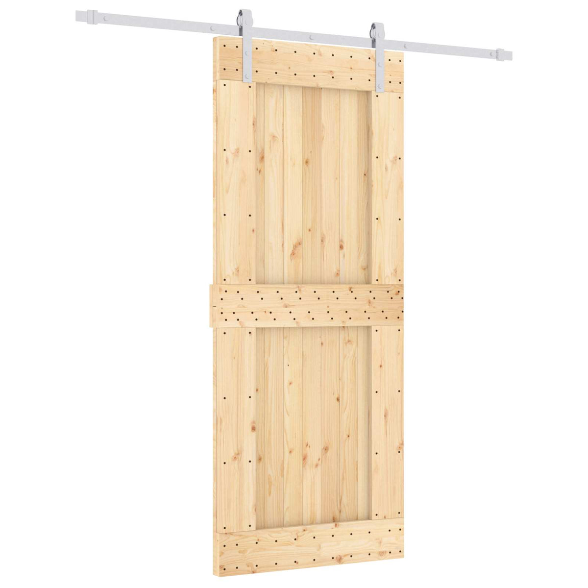 Klizna vrata Prirodna i bijela 85 x 210 cm Čvrsta borovina