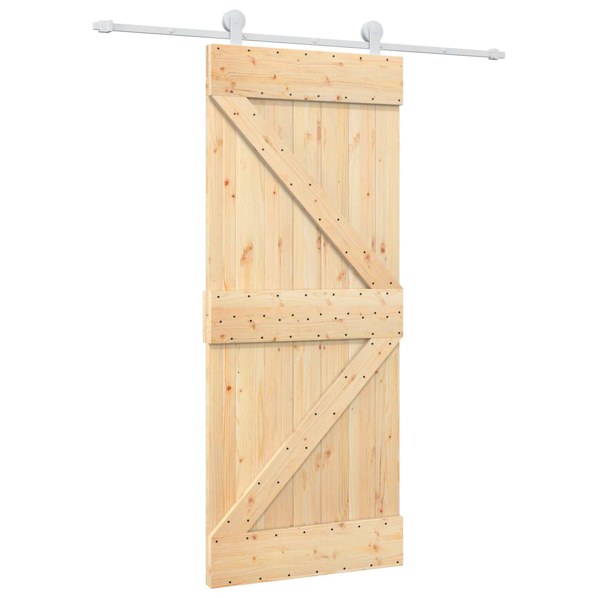 Klizna vrata Prirodna i bijela 85 x 210 cm Čvrsta borovina