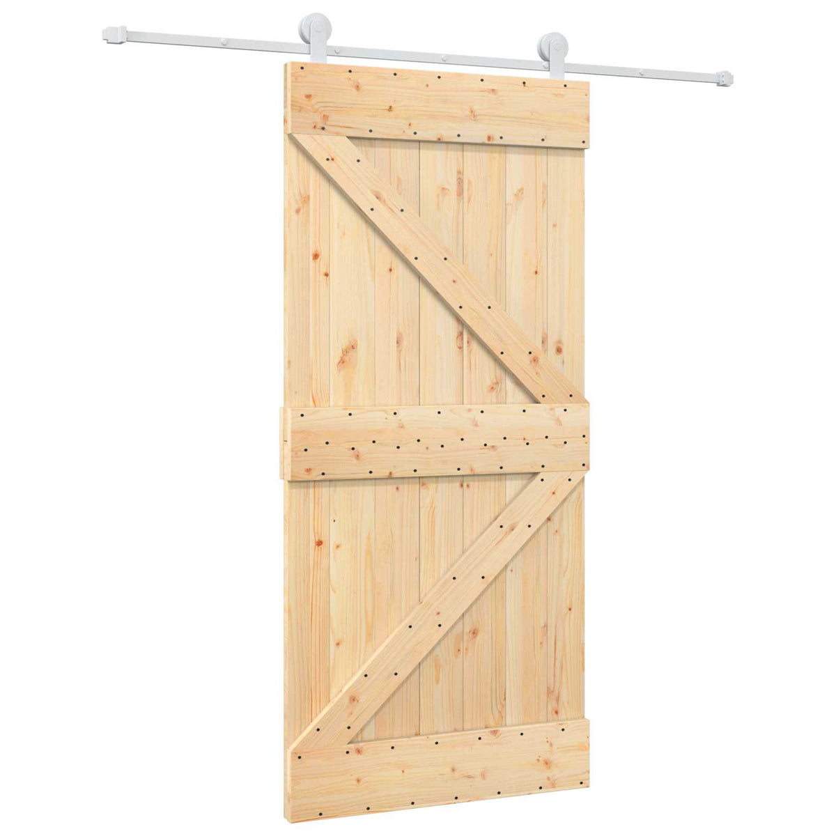 Klizna vrata Prirodna i bijela 95 x 210 cm Čvrsta borovina