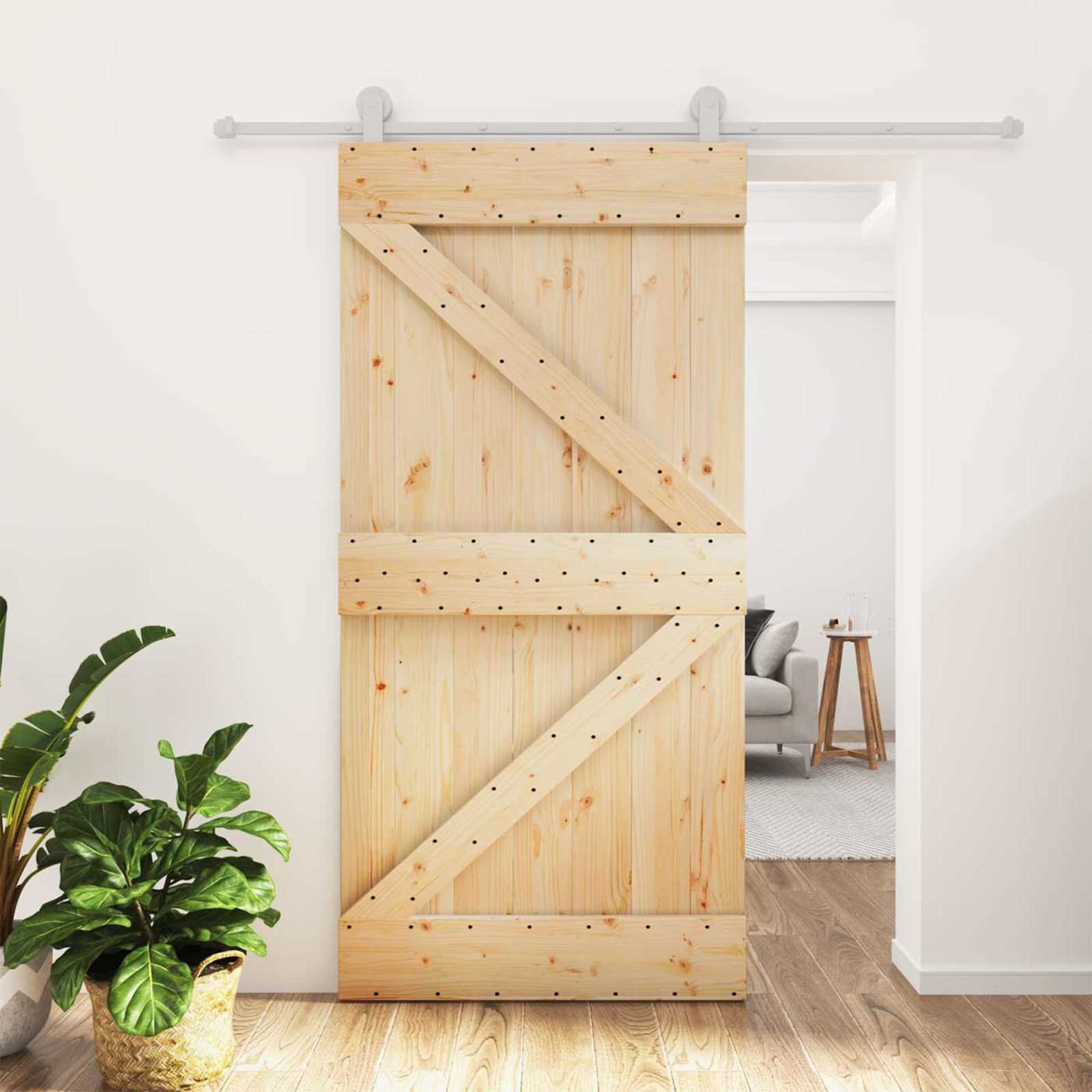 Klizna vrata Prirodna i bijela 100 x 210 cm Masivna borovina
