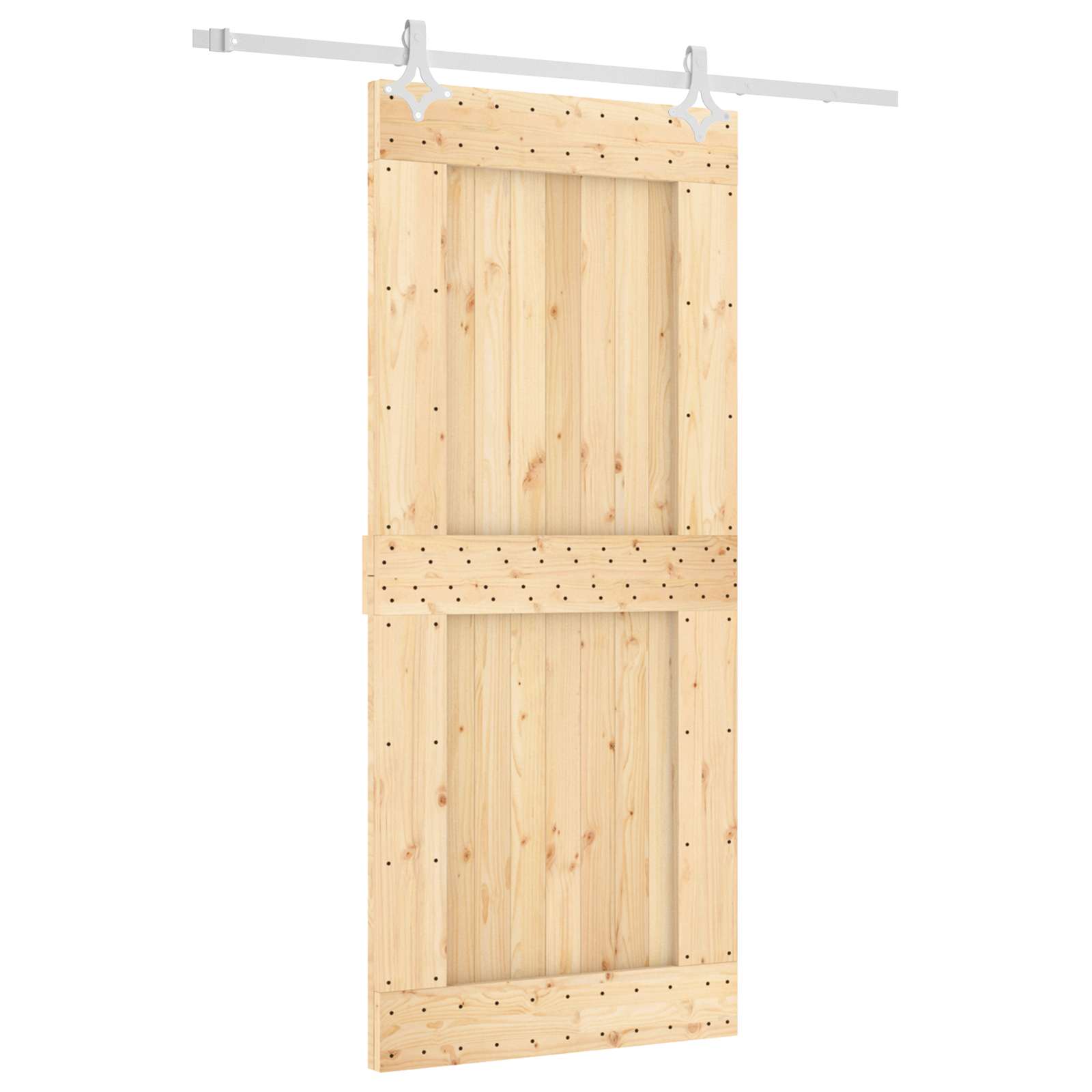 Klizna vrata Prirodna i bijela 90 x 210 cm Čvrsta borovina