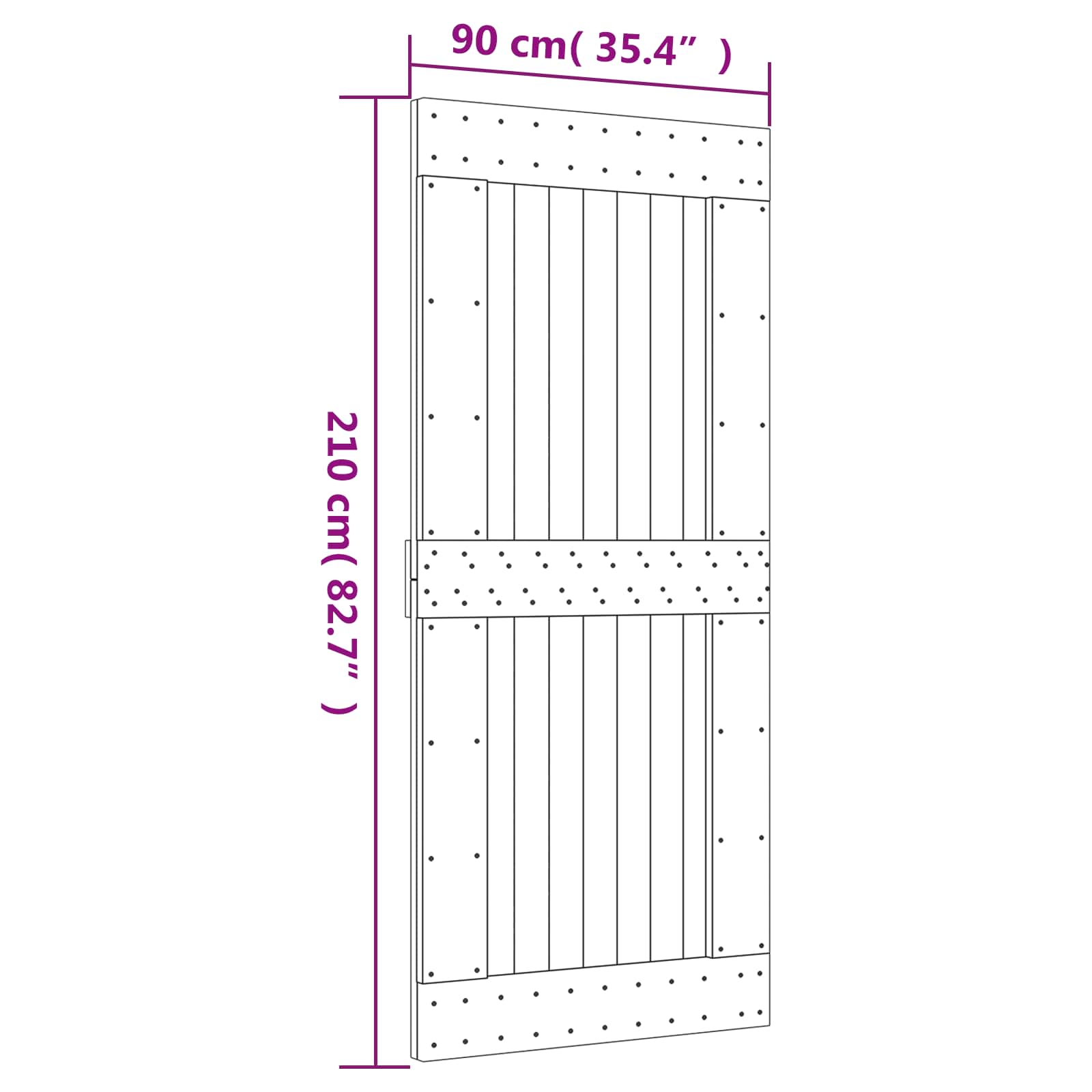 Klizna vrata Prirodna i bijela 90 x 210 cm Čvrsta borovina