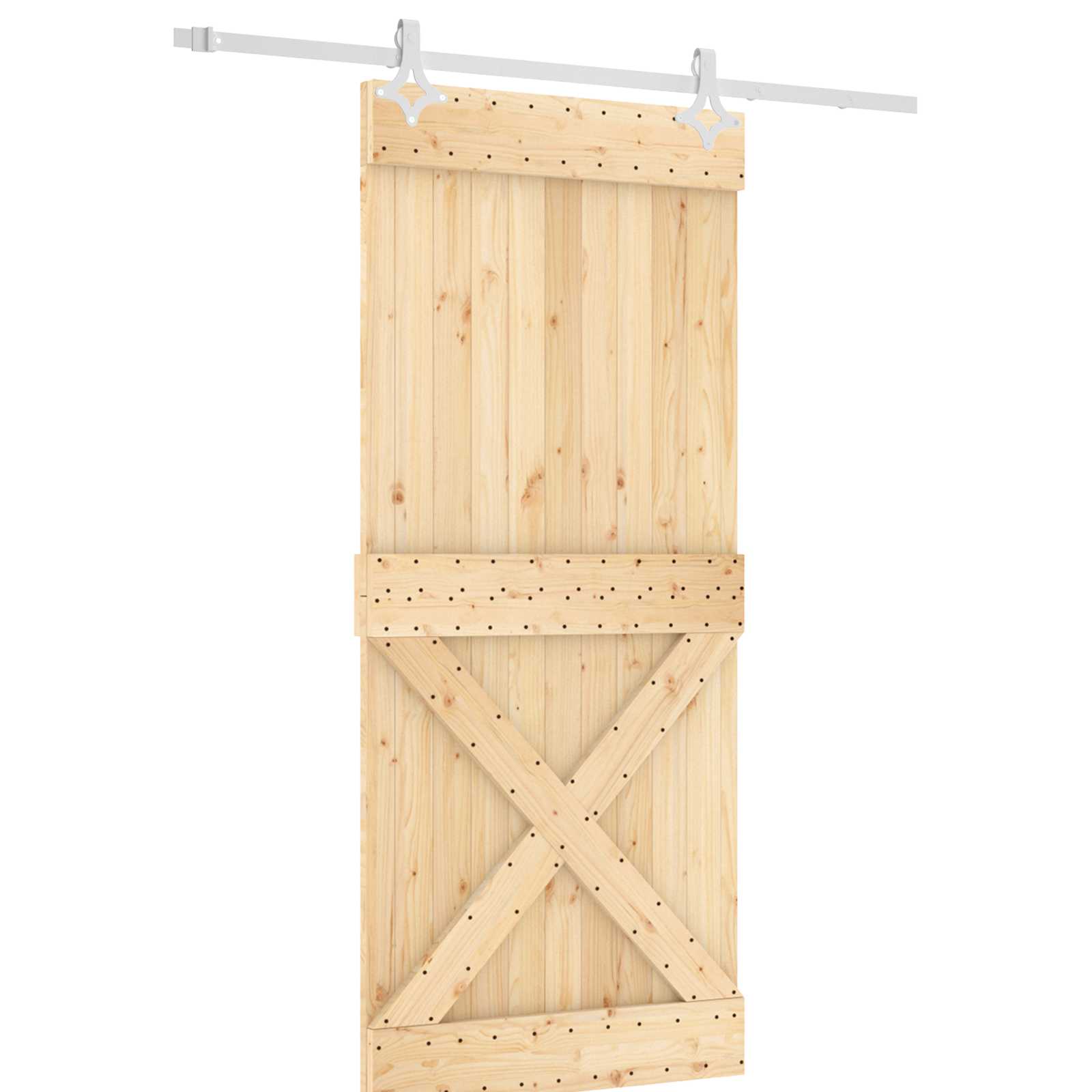 Klizna vrata Prirodna i bijela 90 x 210 cm Čvrsta borovina