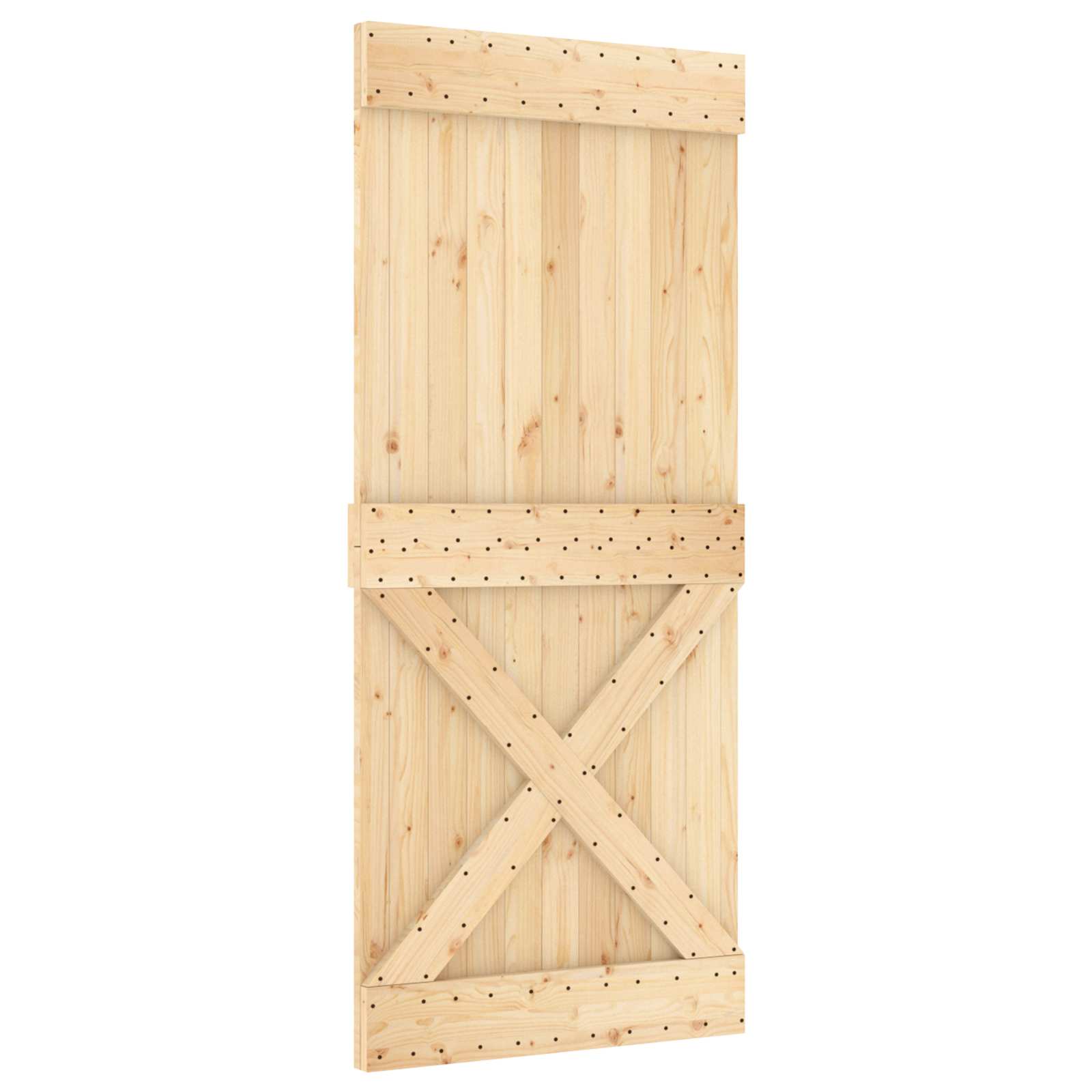 Klizna vrata Prirodna i bijela 90 x 210 cm Čvrsta borovina