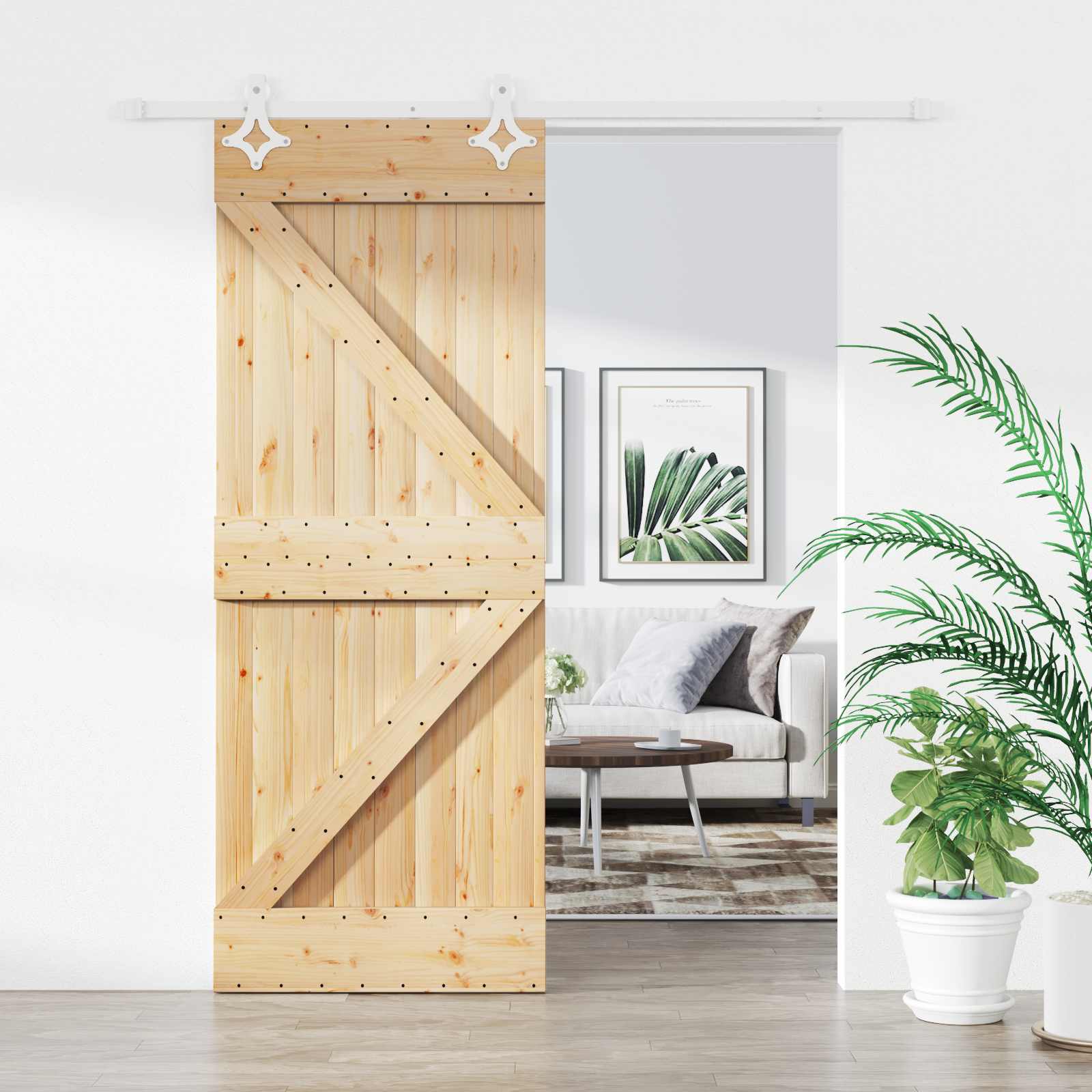Klizna vrata Prirodna i bijela 80 x 210 cm Masivna borovina