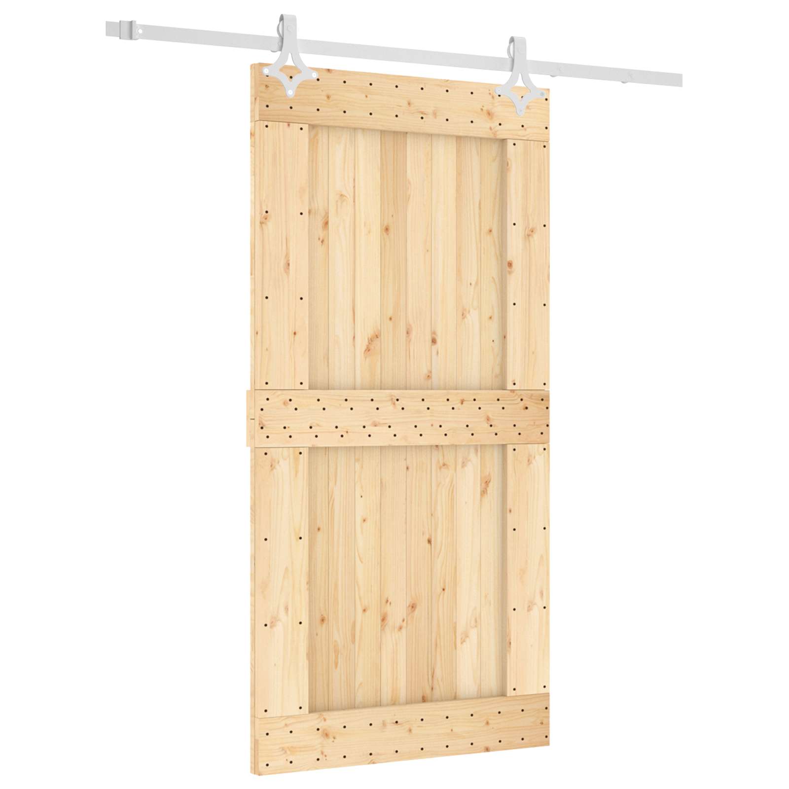 Klizna vrata Prirodna i bijela 100 x 210 cm Čvrsta borovina