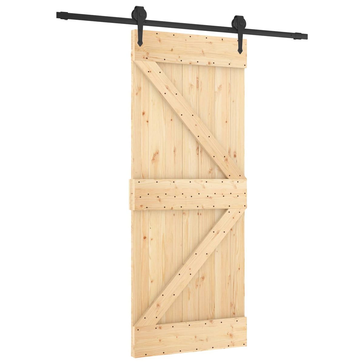 Klizna vrata Prirodna i crna 85 x 210 cm Čvrsta borovina