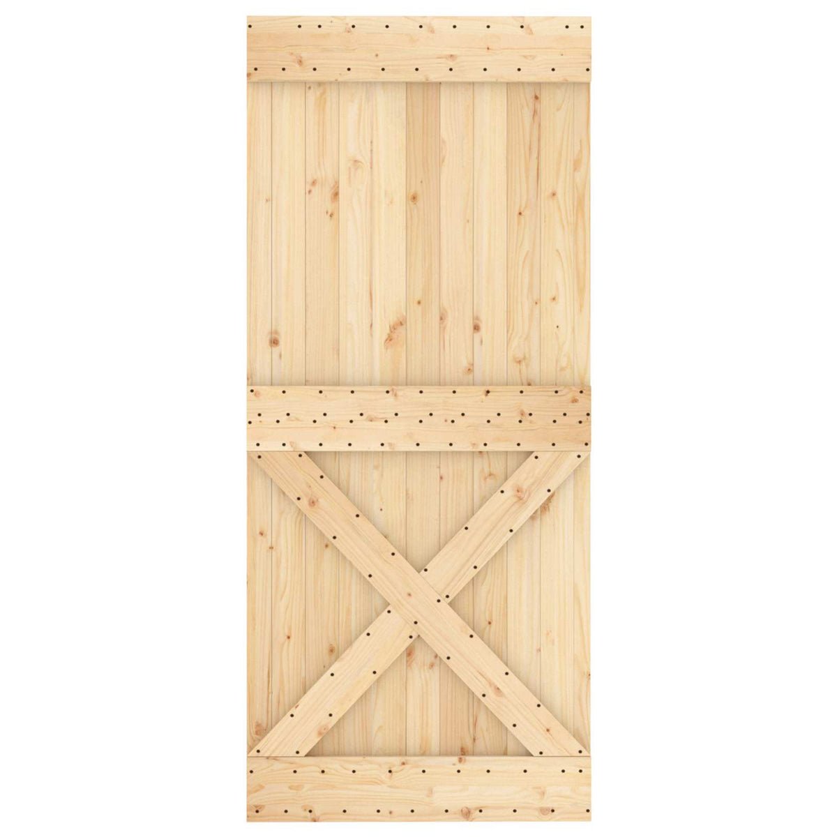 Klizna vrata Prirodna i crna 90 x 210 cm Čvrsta borovina