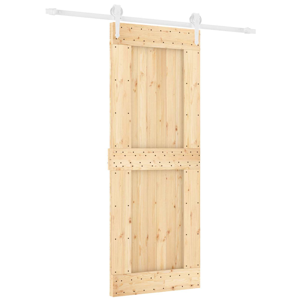 Klizna vrata Prirodna i bijela 80 x 210 cm Čvrsta borovina