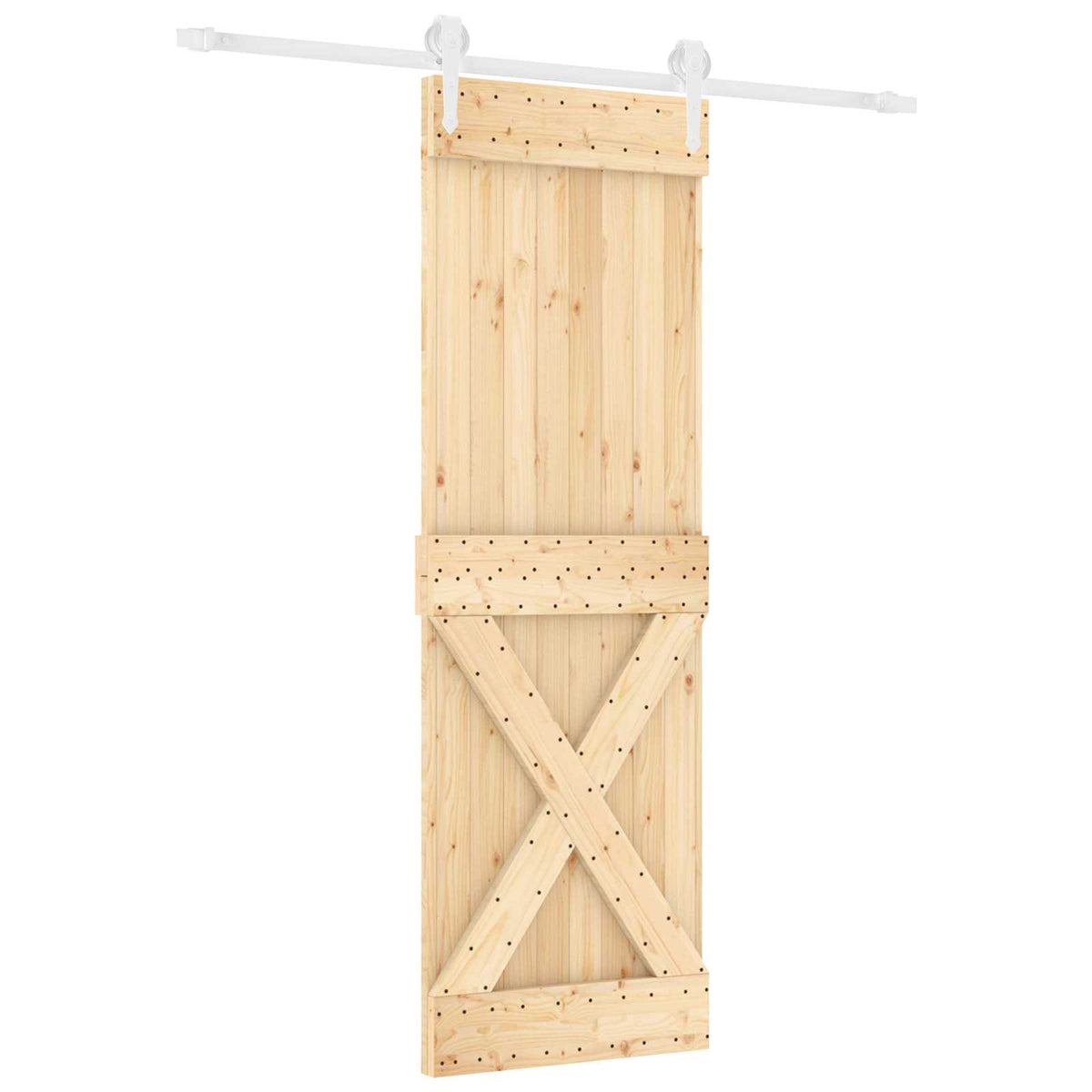 Klizna vrata Prirodna i bijela 70 x 210 cm Čvrsta borovina