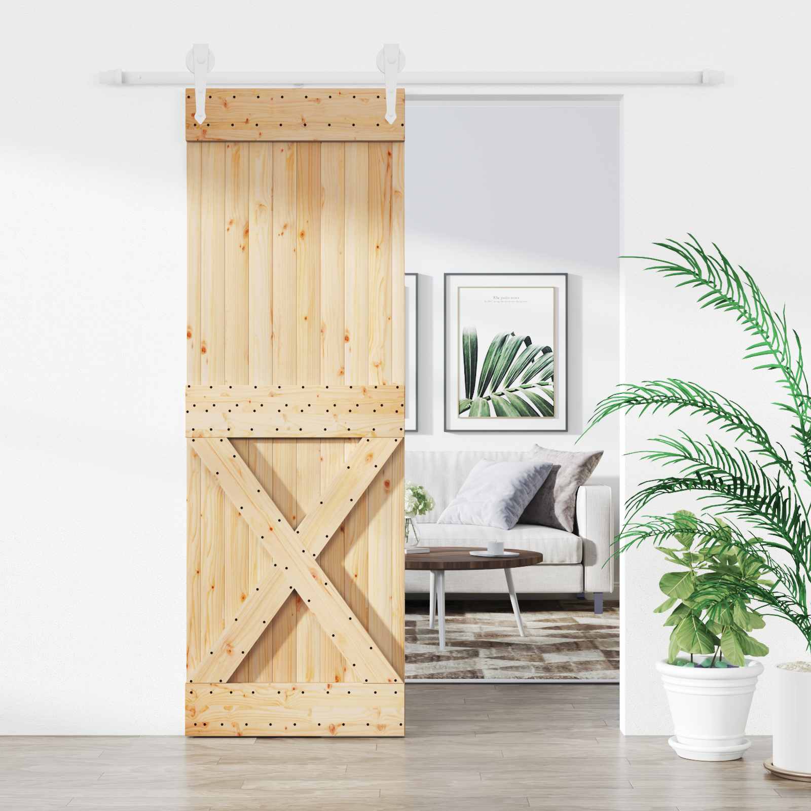 Klizna vrata Prirodna i bijela 80 x 210 cm Masivna borovina