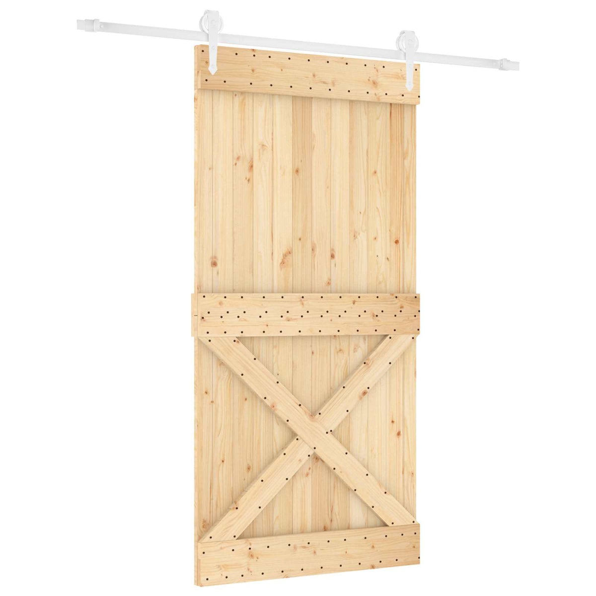 Klizna vrata 100 x 210 cm Čvrsta borovina (neobrađena)