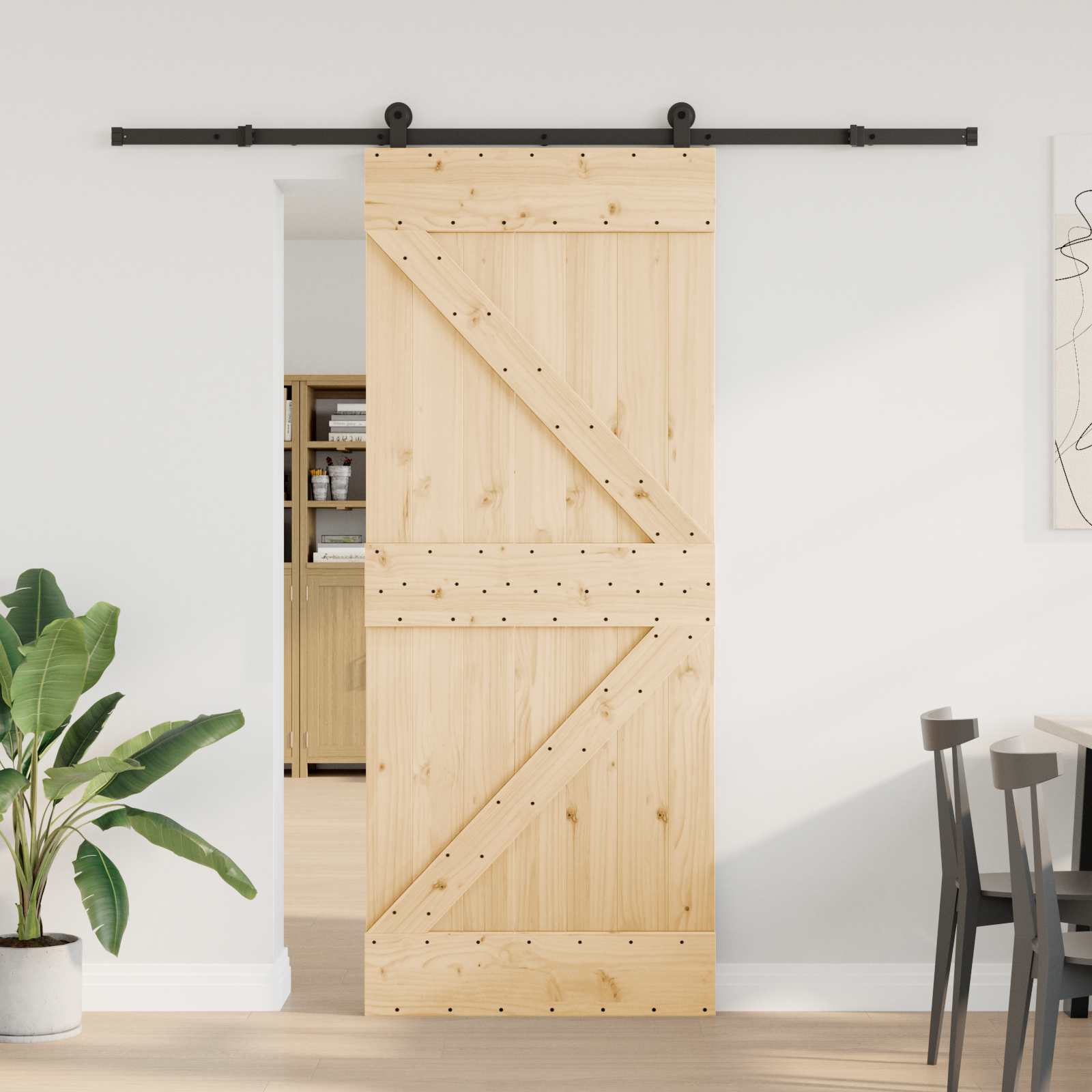 Klizna vrata NARVIK Prirodna i crna 85 x 210 cm (213,5 cm)