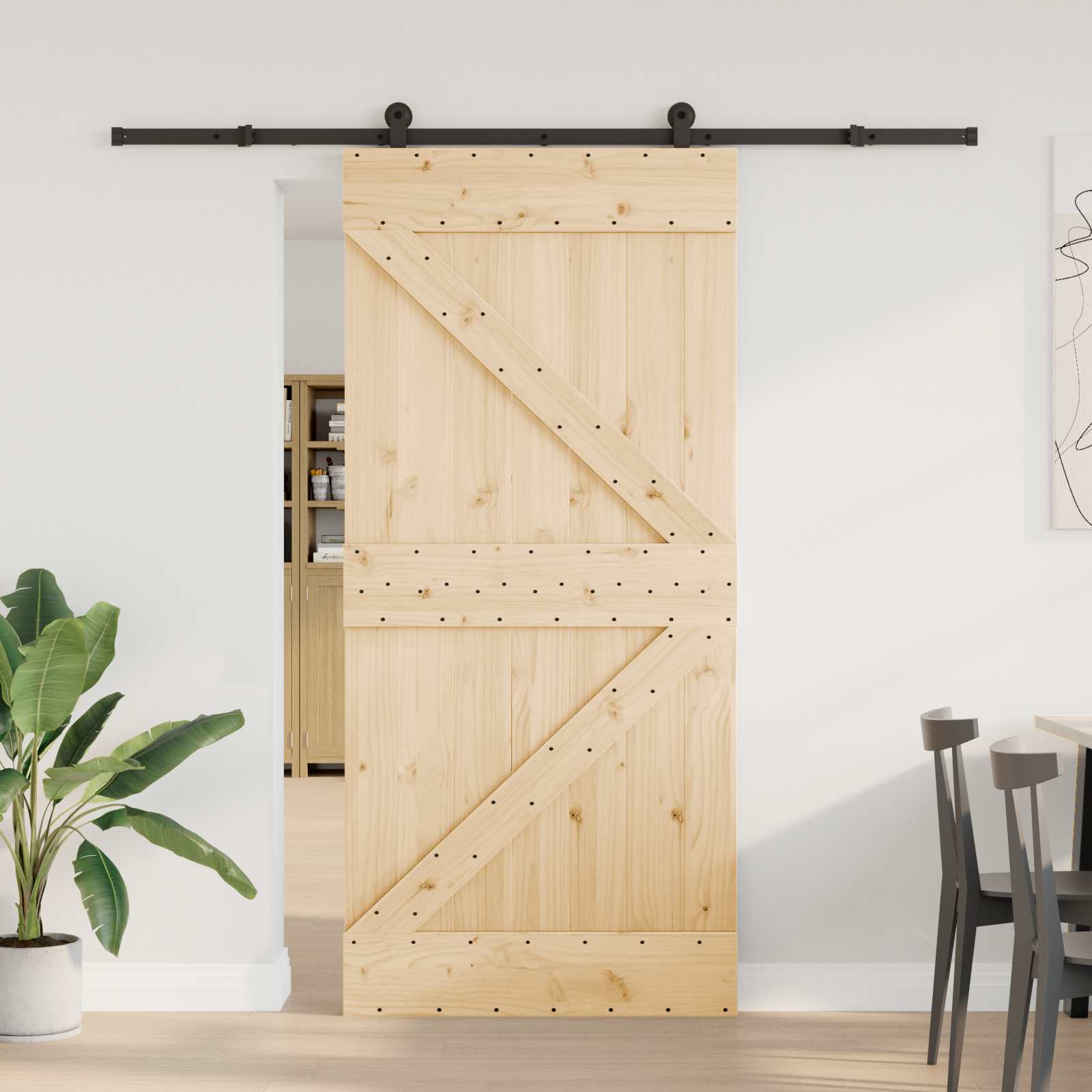 Klizna vrata NARVIK Prirodna i crna 95 x 210 cm (213,5 cm)