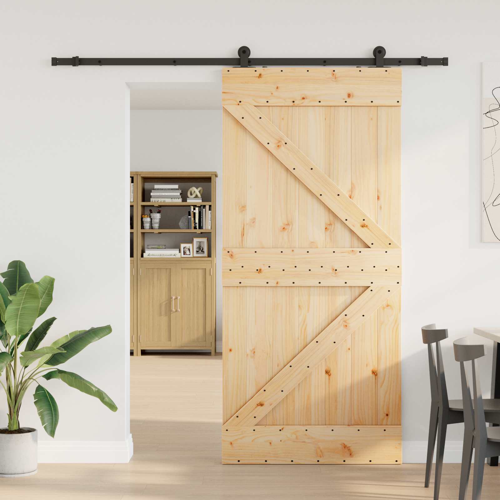 Klizna vrata NARVIK Prirodna i crna 90 x 210 cm (213,5 cm)