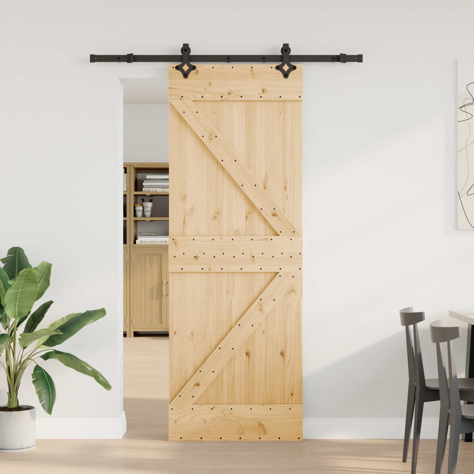 Klizna vrata NARVIK Prirodna i crna 70 x 210 cm (152,5 cm)