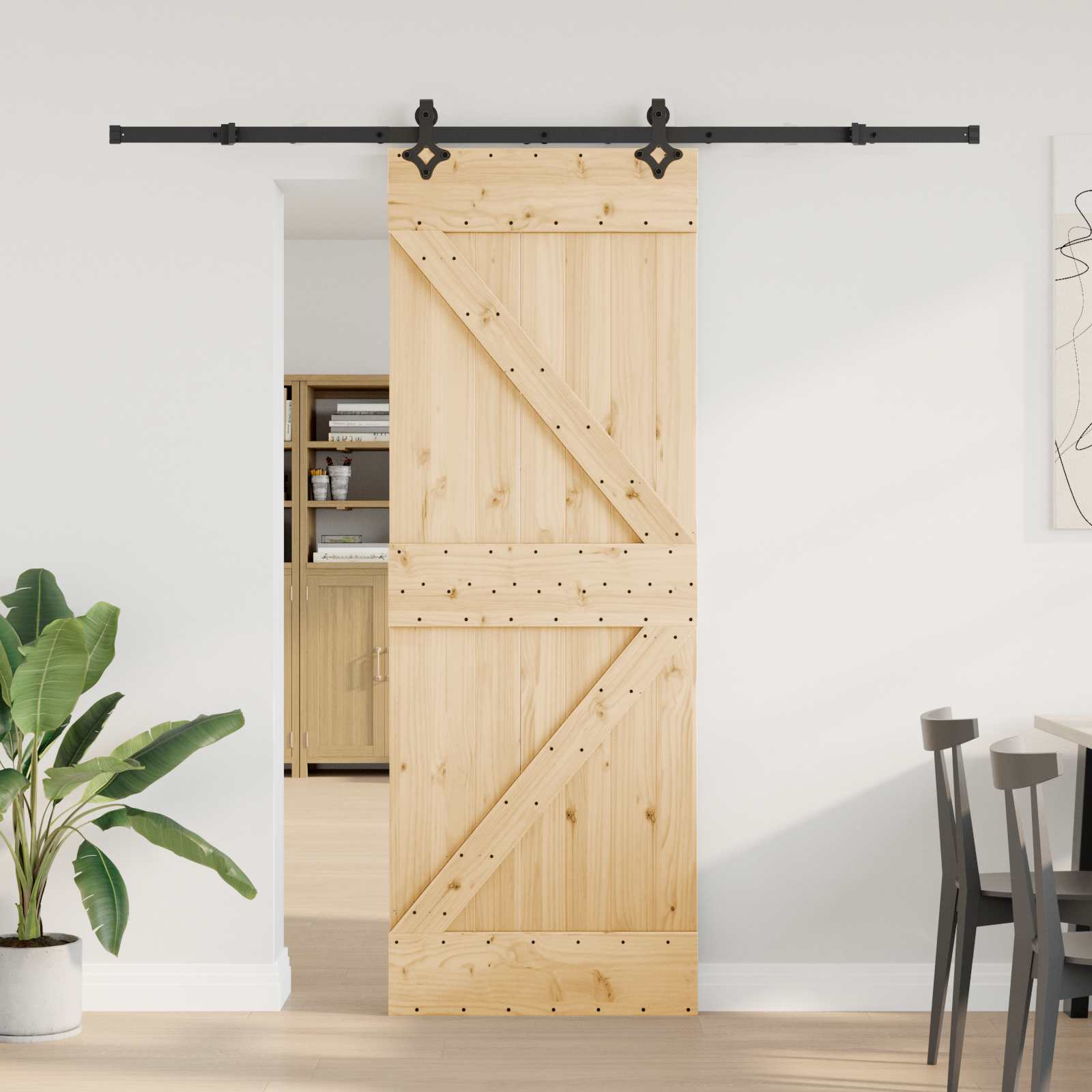 Klizna vrata NARVIK Prirodna i crna 70 x 210 cm (213,5 cm)