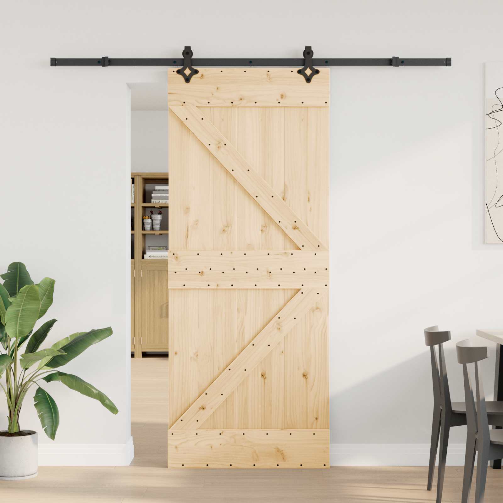 Klizna vrata NARVIK Prirodna i crna 85 x 210 cm (213,5 cm)