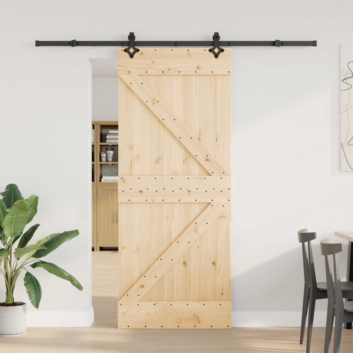 Klizna vrata NARVIK Prirodna i crna 85 x 210 cm (213,5 cm)