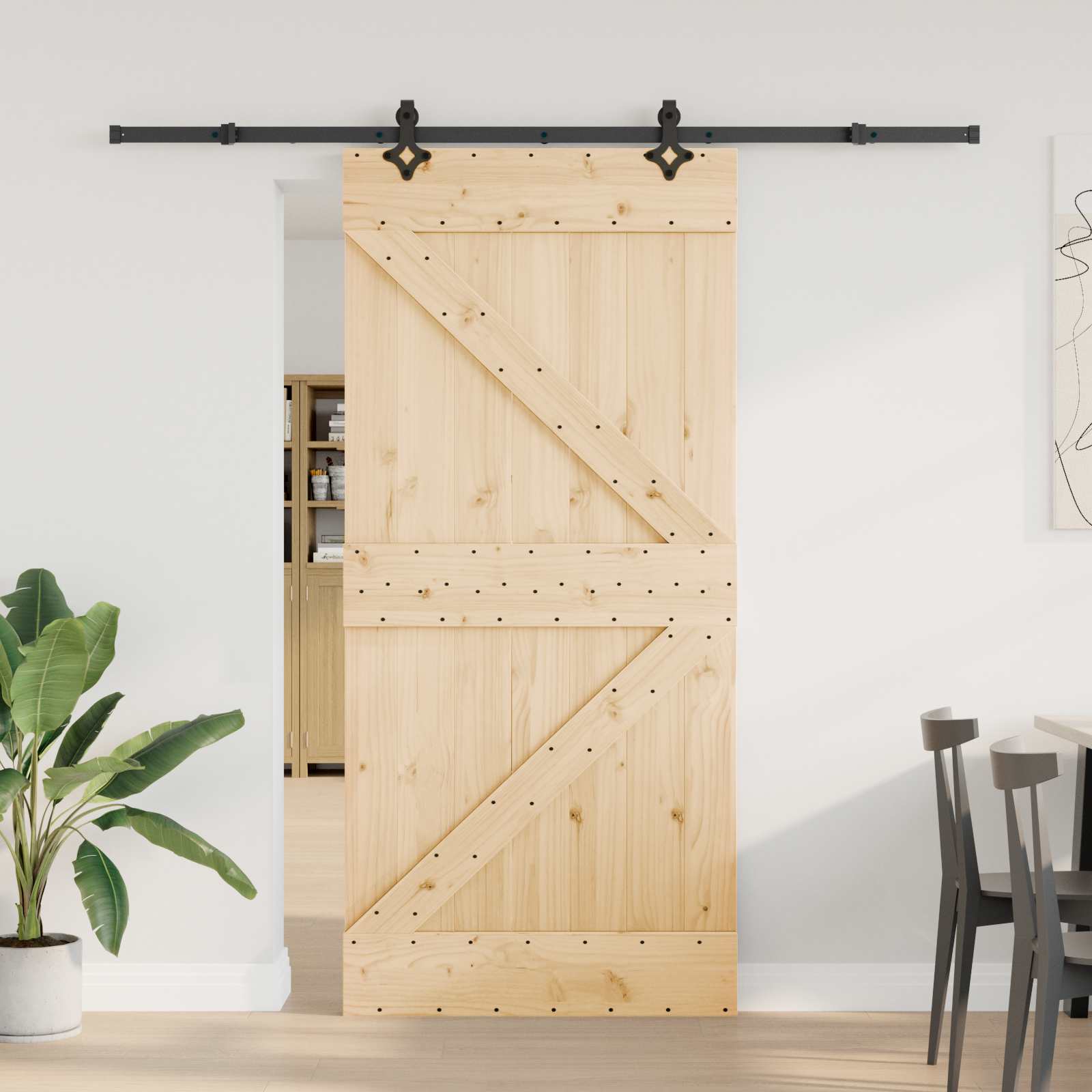 Klizna vrata NARVIK Prirodna i crna 95 x 210 cm (213,5 cm)