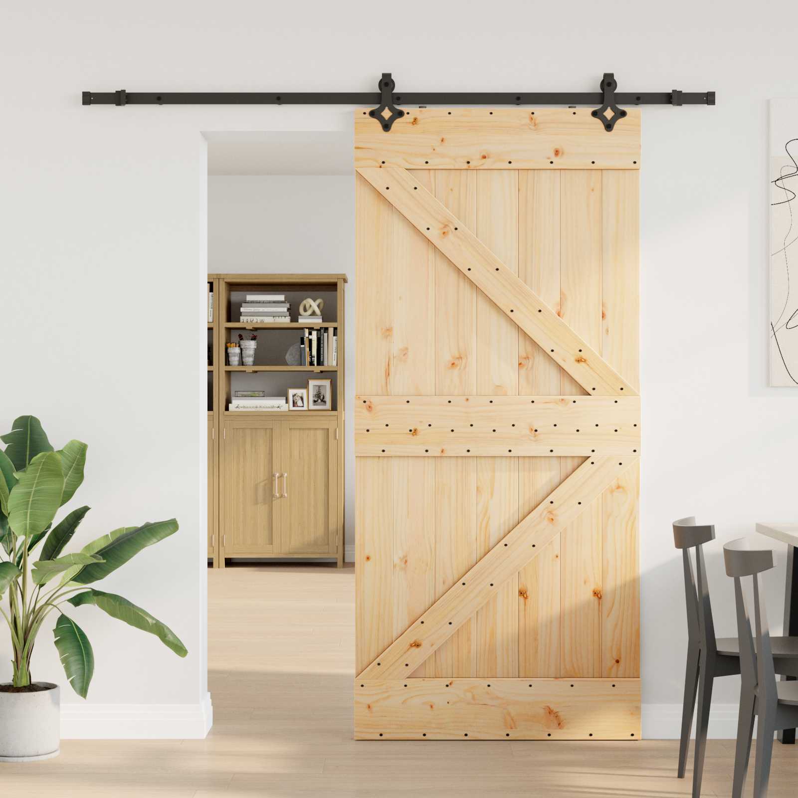 Klizna vrata NARVIK Prirodna i crna 80 x 210 cm (213,5 cm)