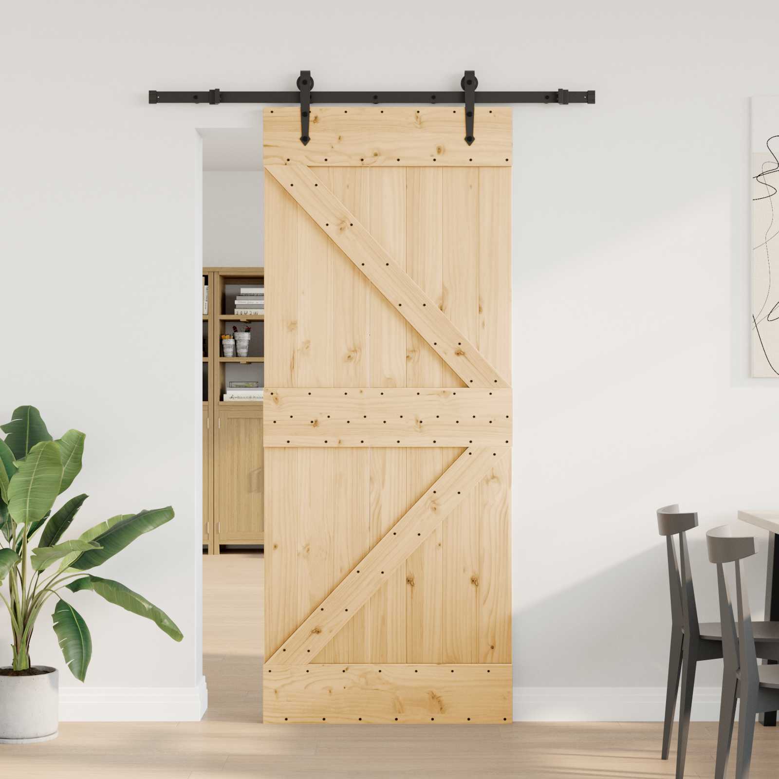 Klizna vrata NARVIK Prirodna i crna 85 x 210 cm (152,5 cm)