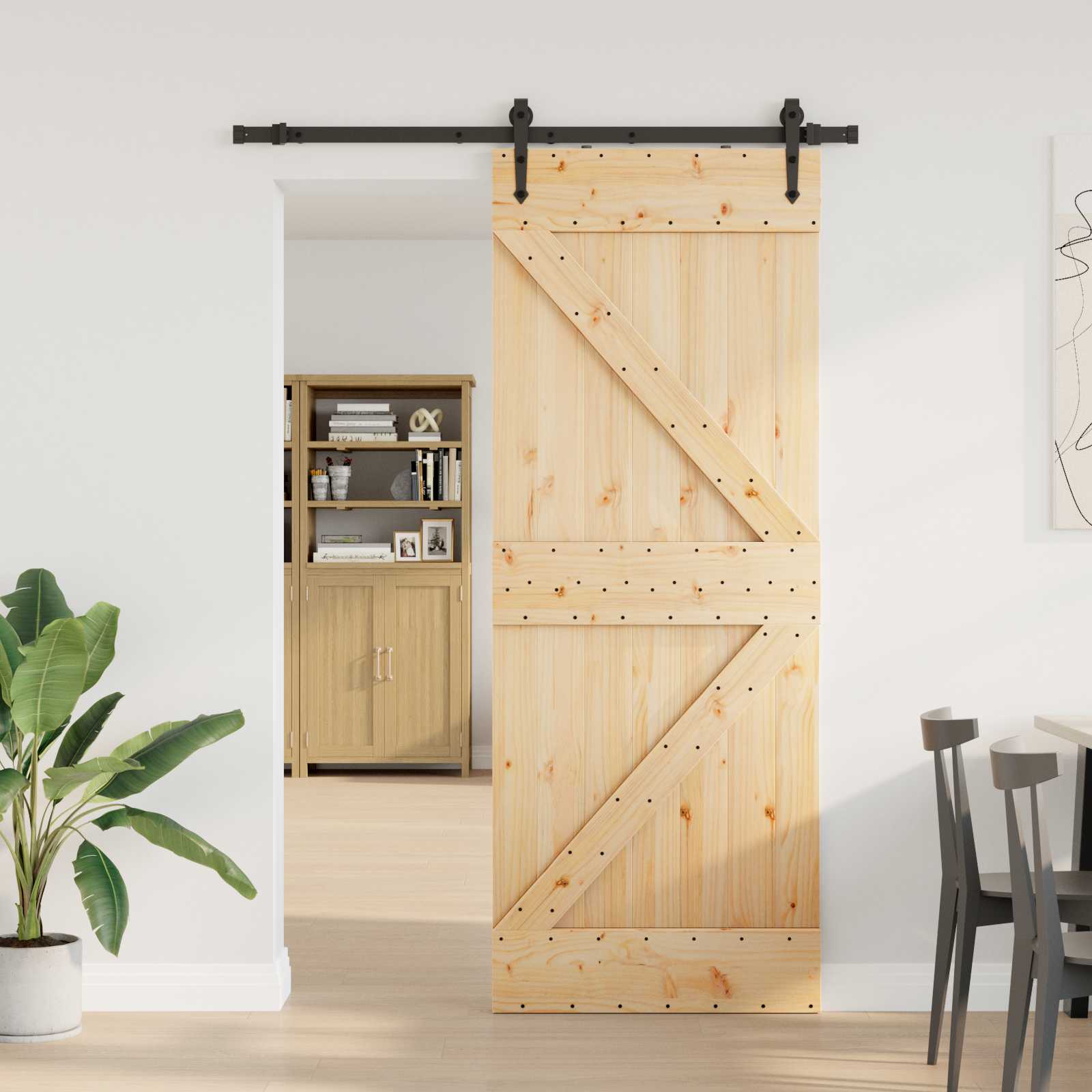 Klizna vrata NARVIK Prirodna i crna 80 x 210 cm (152,5 cm)