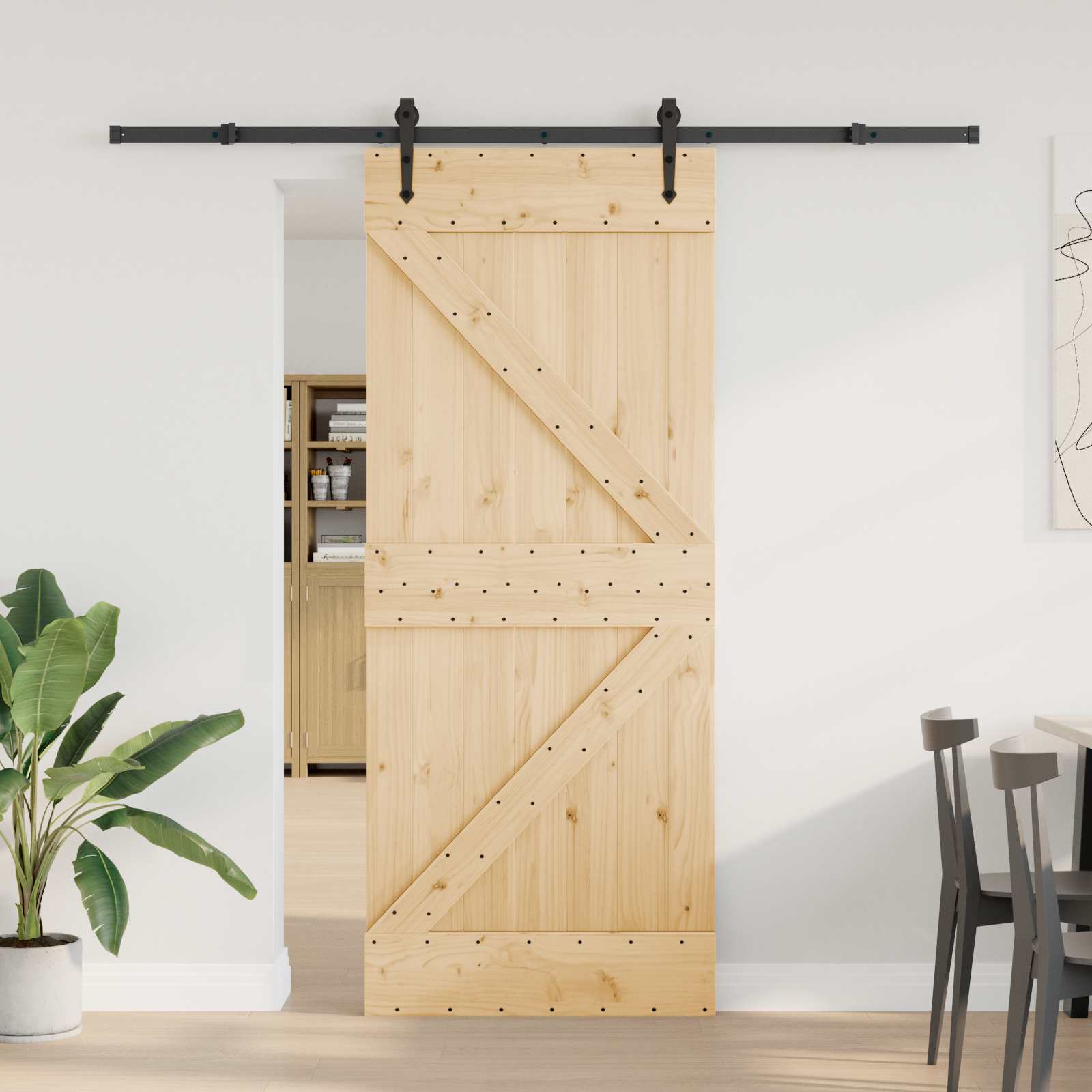 Klizna vrata NARVIK Prirodna i crna 85 x 210 cm (213,5 cm)