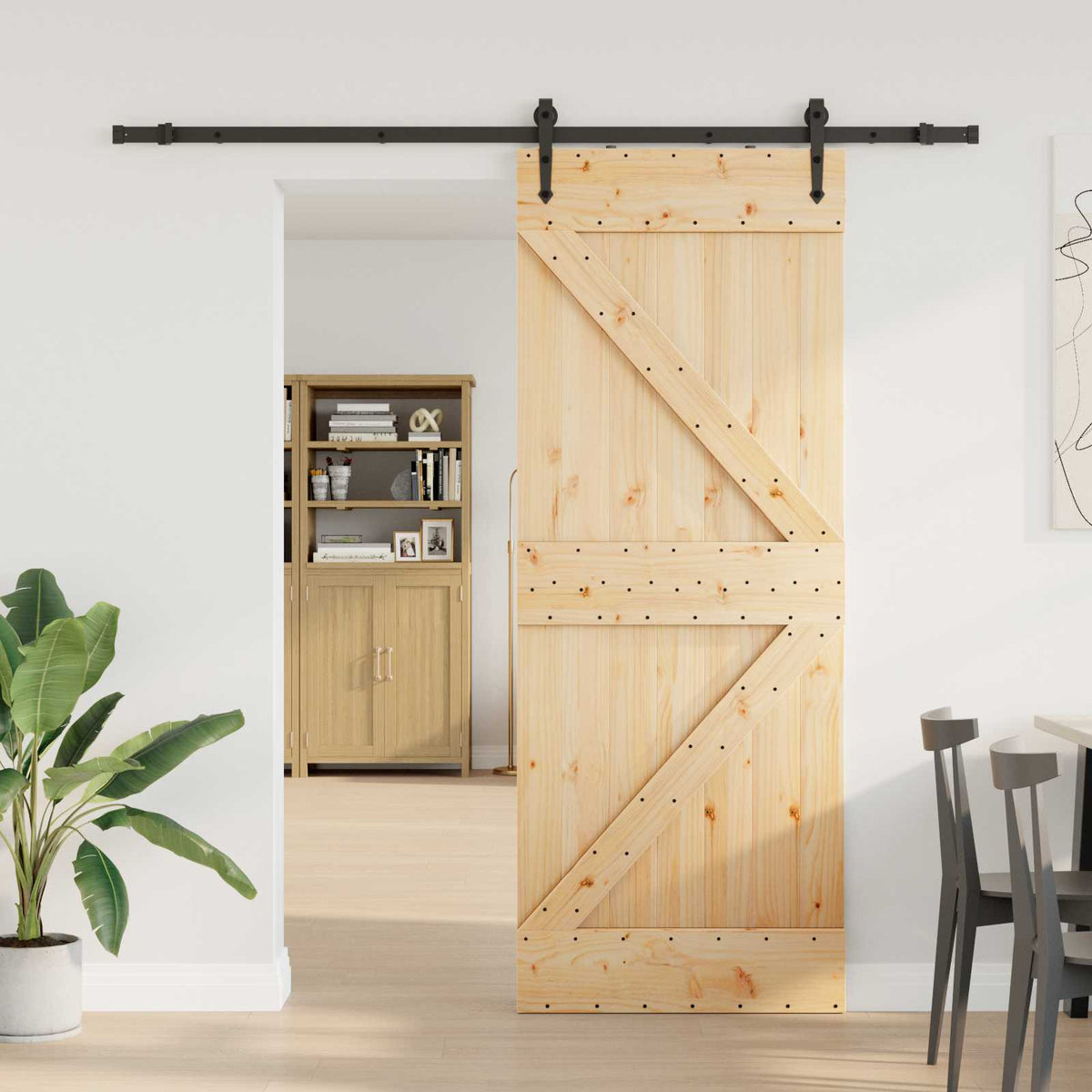 Klizna vrata NARVIK Prirodna i crna 70 x 210 cm (152,5 cm)