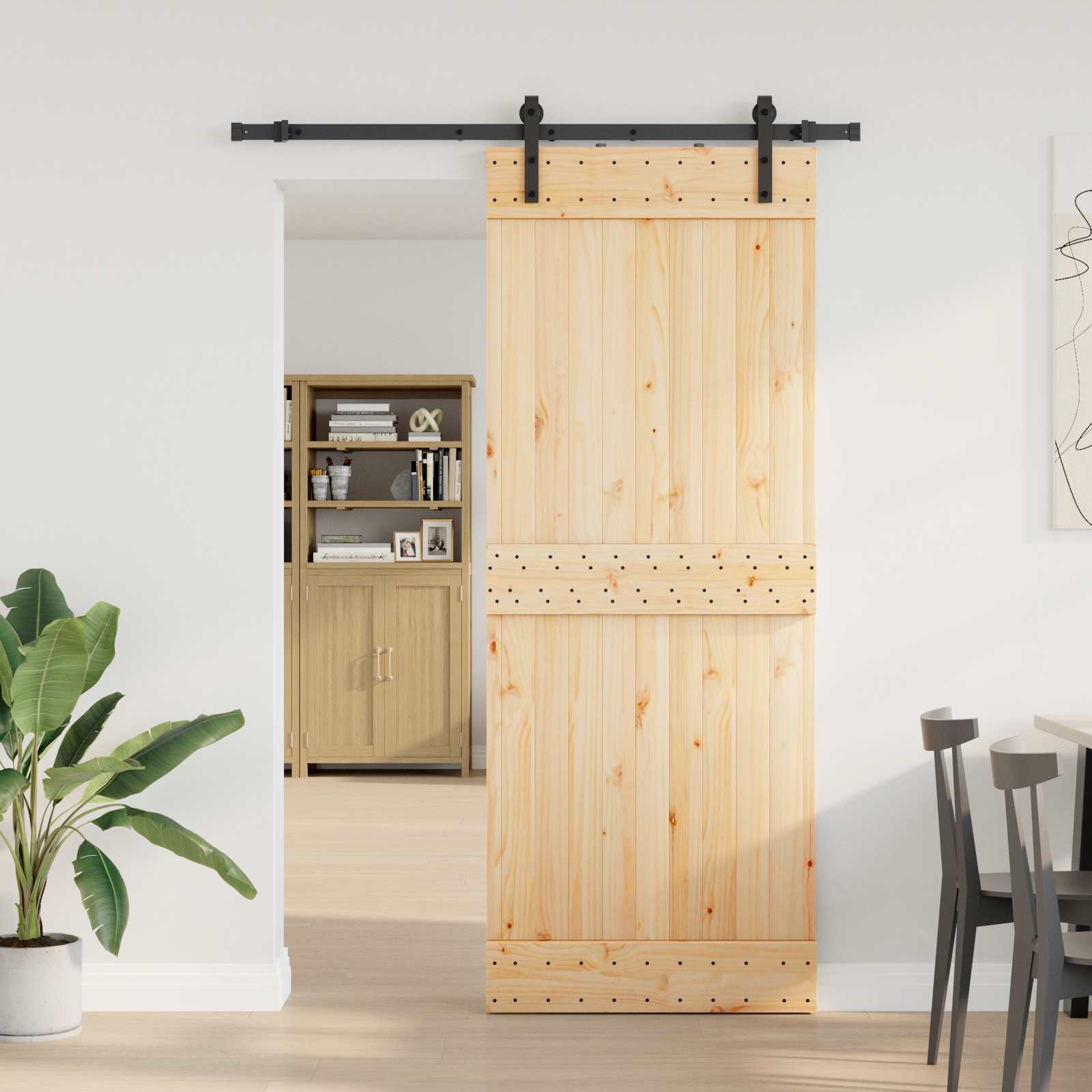 Klizna vrata NARVIK Prirodna i crna 80 x 210 cm (152,5 cm)