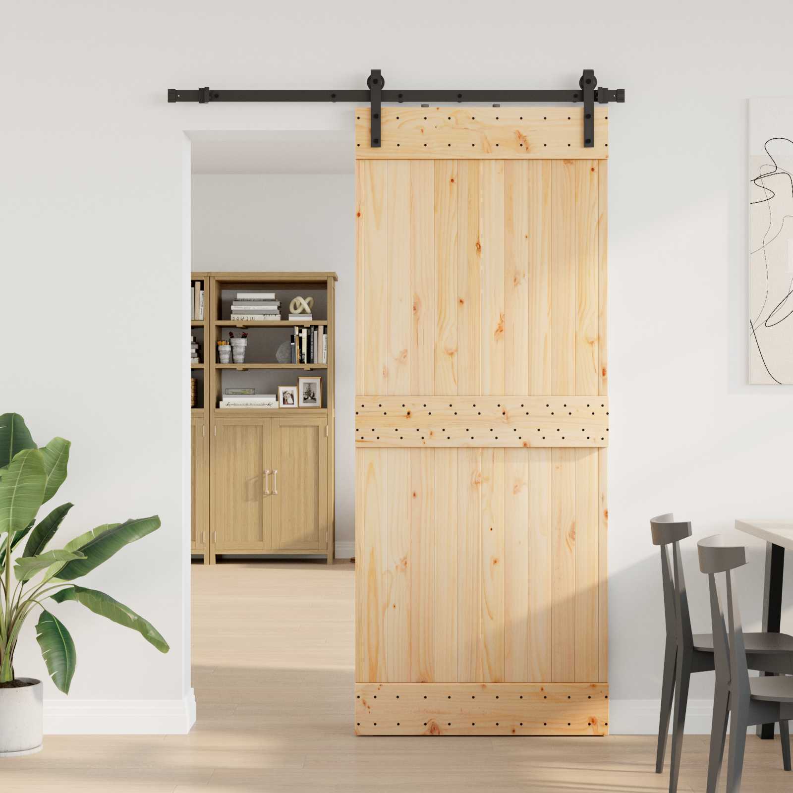 Klizna vrata NARVIK Prirodna i crna 85 x 210 cm (152,5 cm)