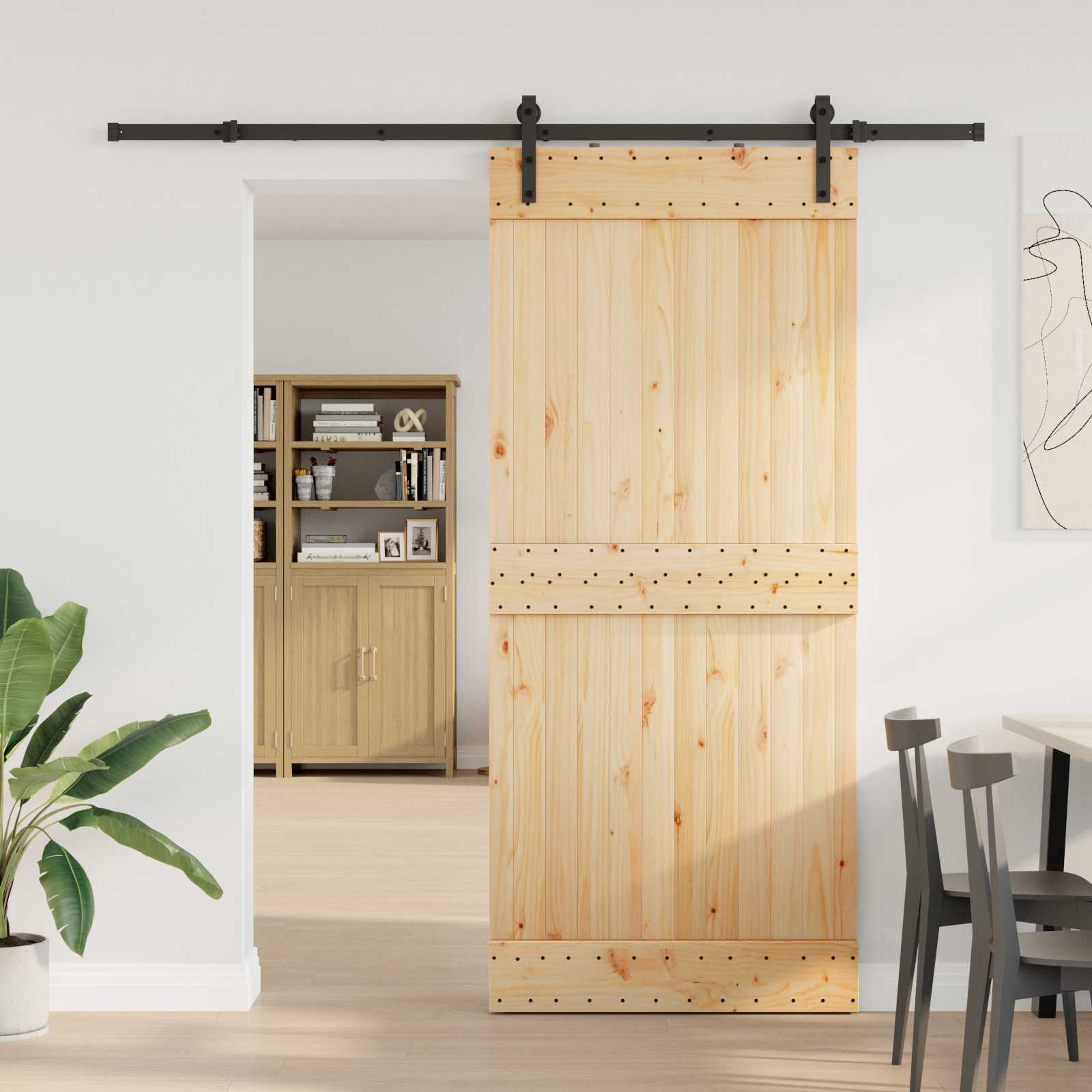 Klizna vrata NARVIK Prirodna i crna 90 x 210 cm (213,5 cm)