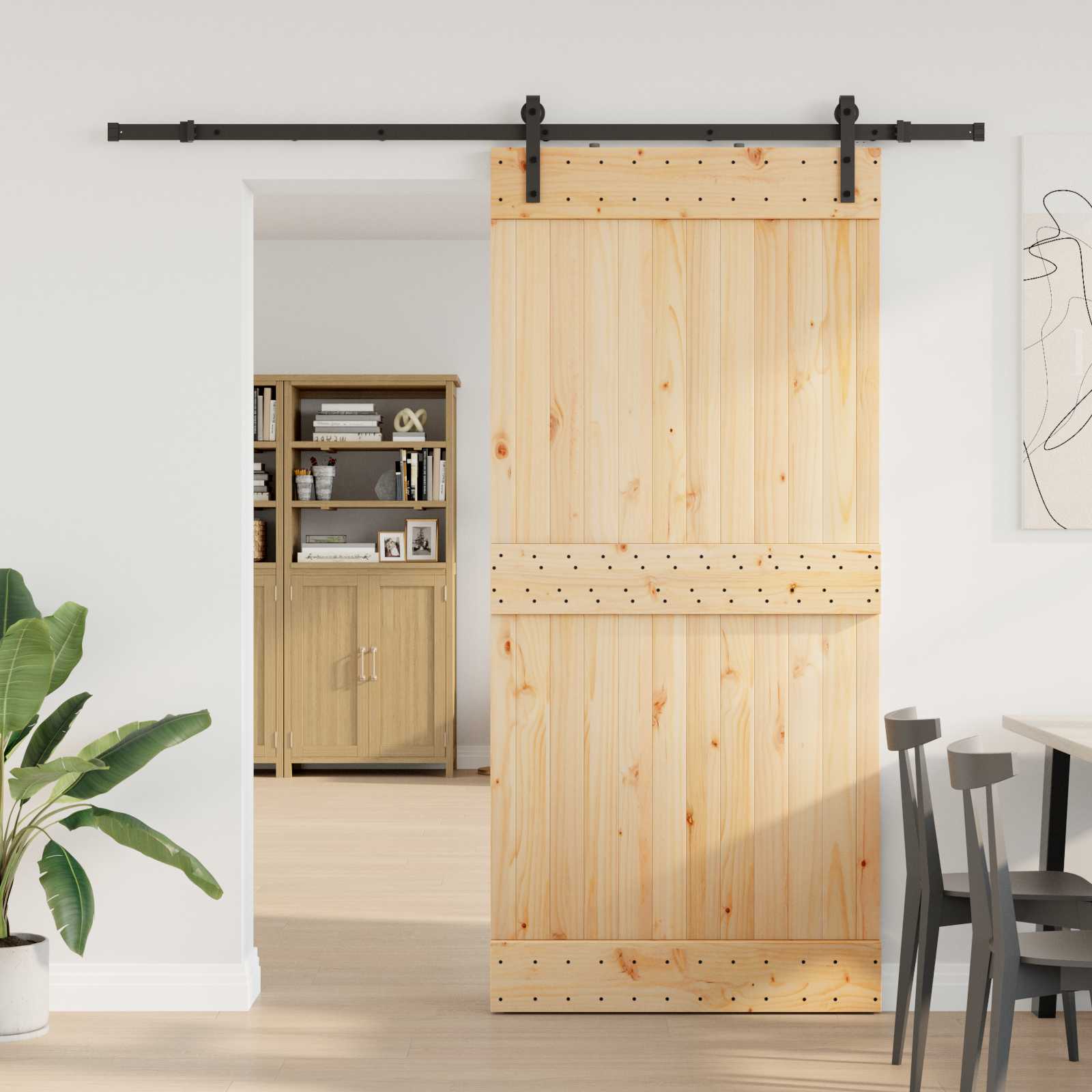 Klizna vrata NARVIK Prirodna i crna 95 x 210 cm (213,5 cm)