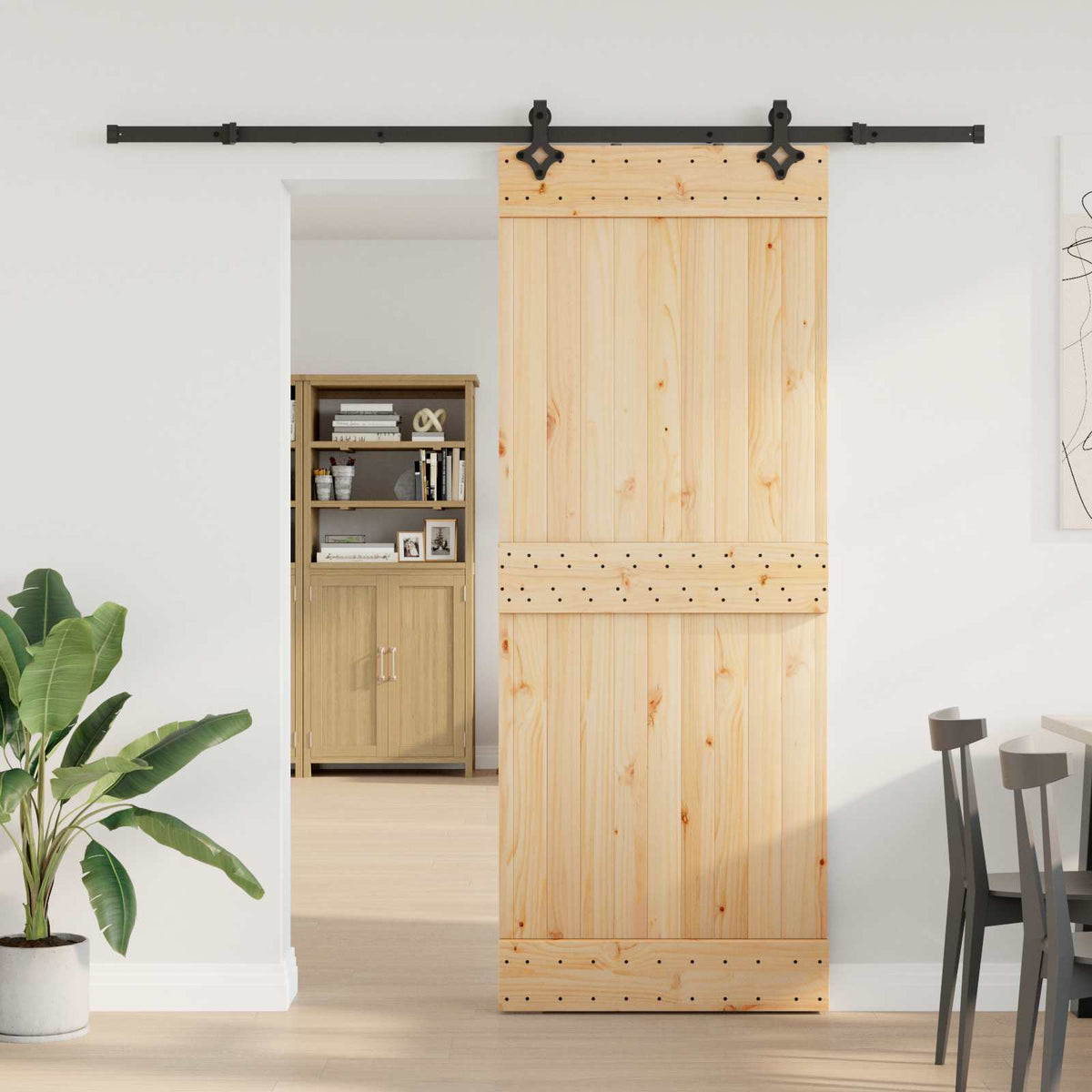 Klizna vrata NARVIK Prirodna i crna 80 x 210 cm (213,5 cm)