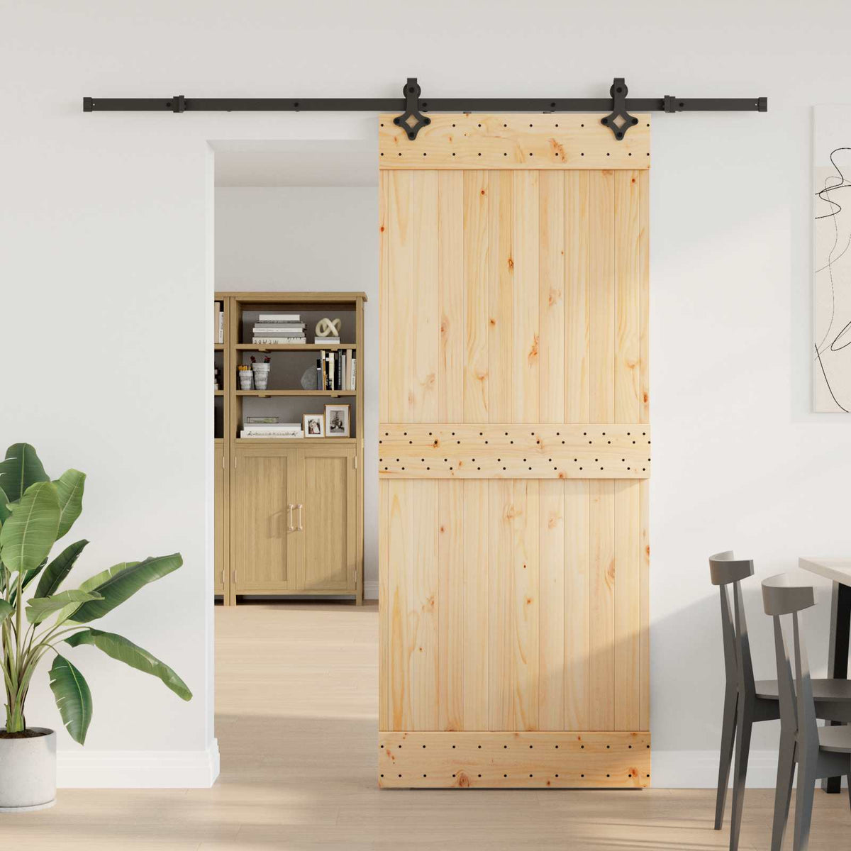 Klizna vrata NARVIK Prirodna i crna 85 x 210 cm (213,5 cm)