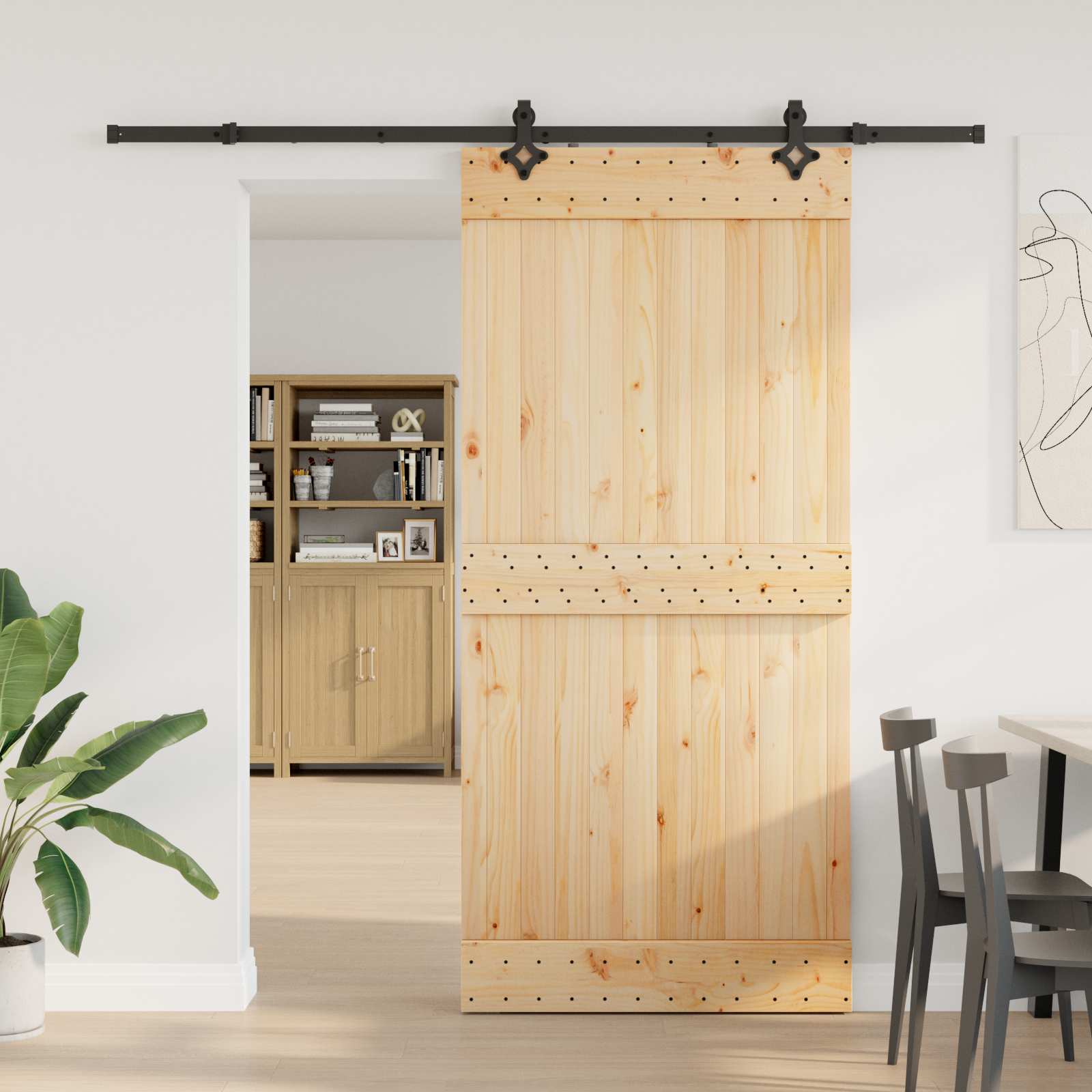 Klizna vrata NARVIK Prirodna i crna 95 x 210 cm (213,5 cm)