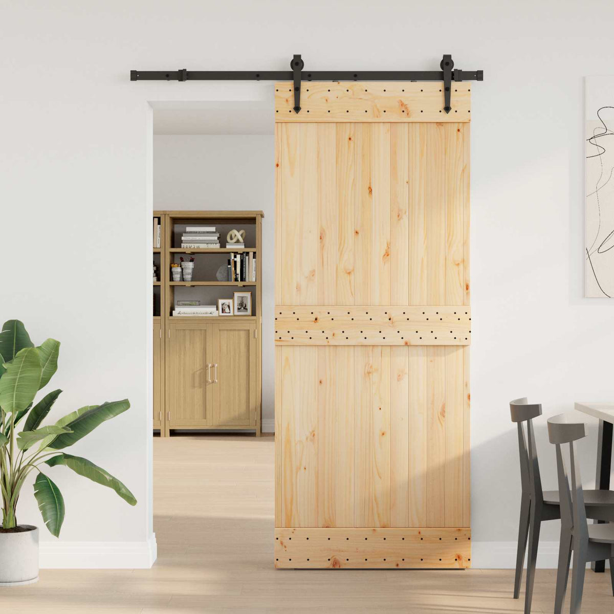 Klizna vrata NARVIK Prirodna i crna 70 x 210 cm (152,5 cm)