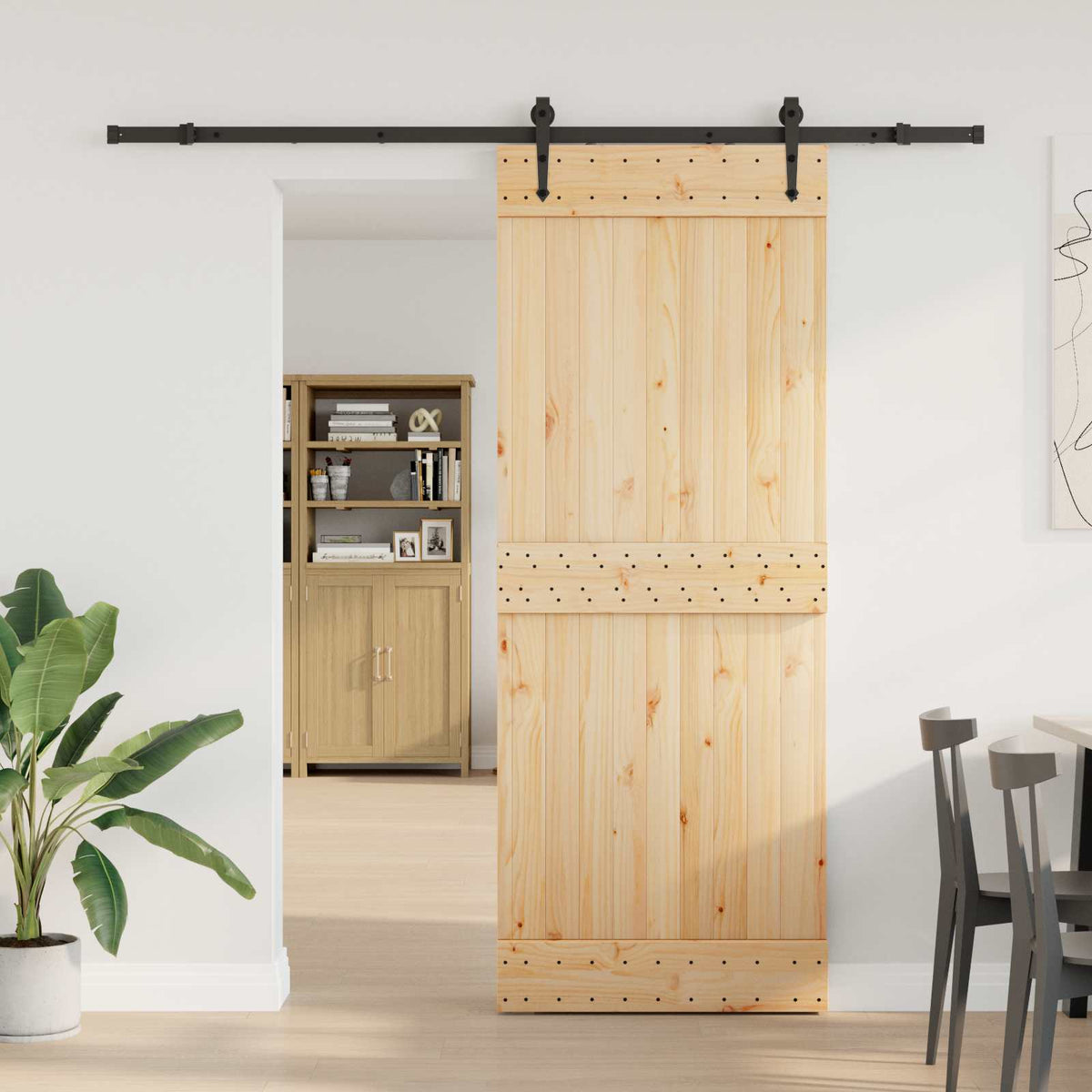 Klizna vrata NARVIK Prirodna i crna 70 x 210 cm (152,5 cm)