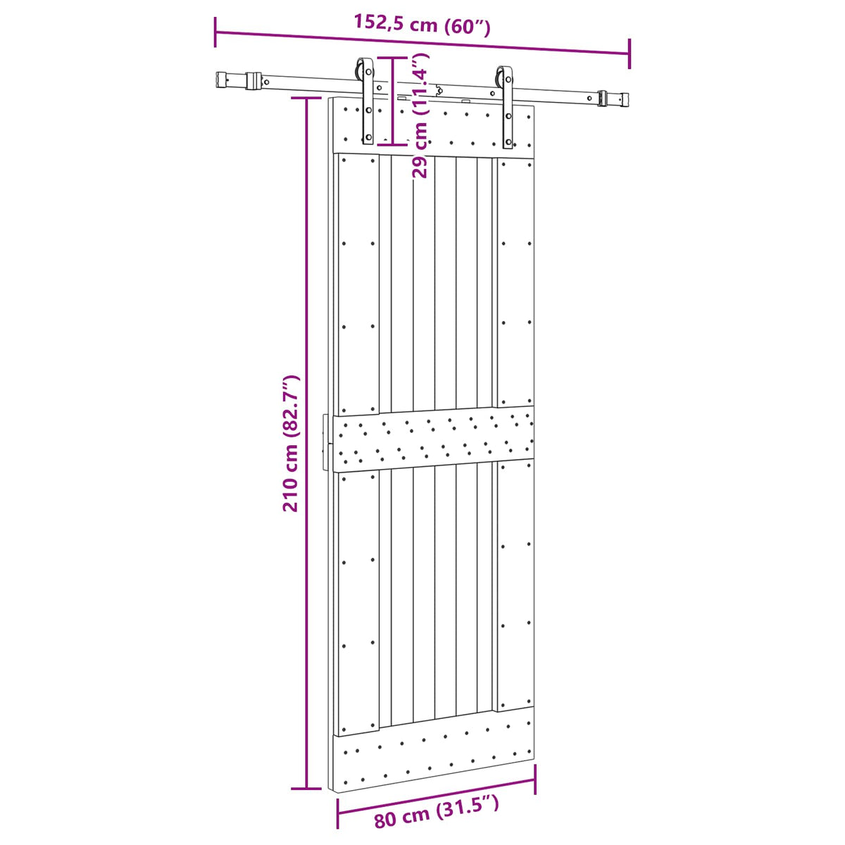 Klizna vrata NARVIK 80 x 210 cm (152,5 cm) Prirodna i crna