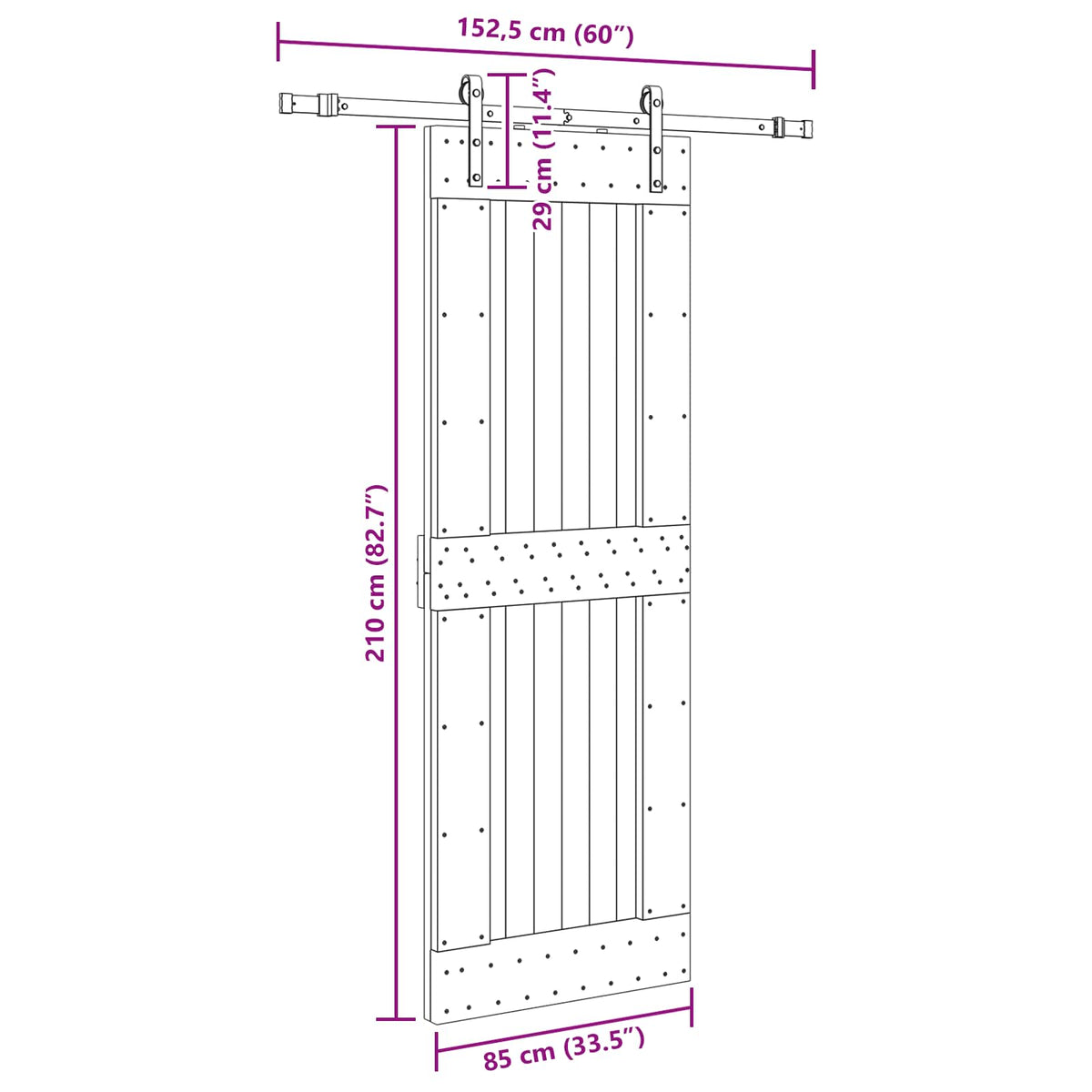 Klizna vrata NARVIK 85 x 210 cm (152,5 cm) Prirodna i crna