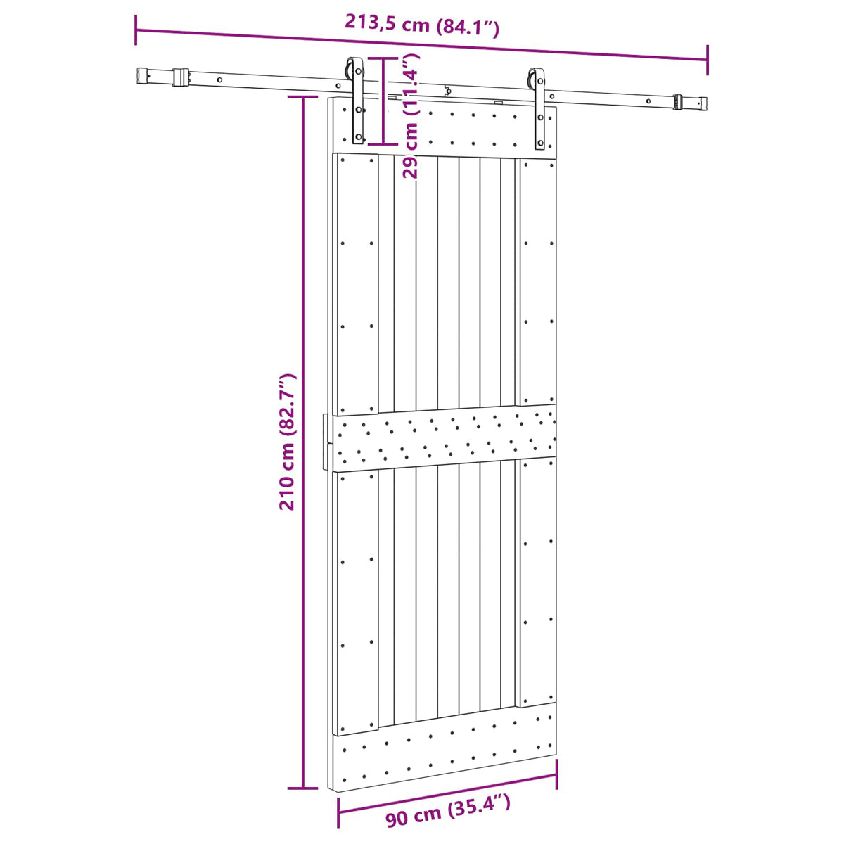 Klizna vrata NARVIK 90 x 210 cm (213,5 cm) Prirodna i crna