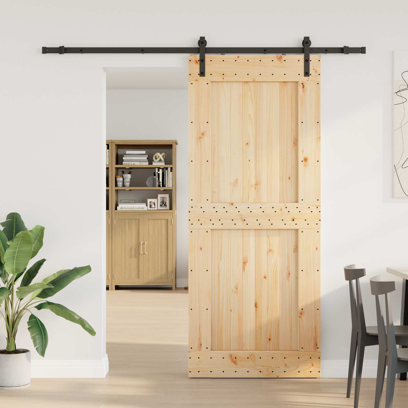 Klizna vrata NARVIK Prirodna i crna 95 x 210 cm (213,5 cm)