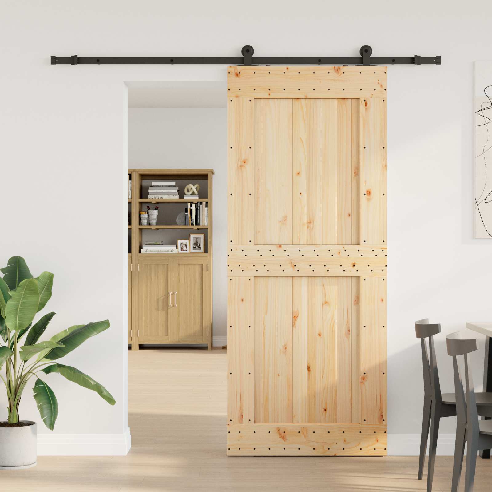 Klizna vrata NARVIK Prirodna i crna 95 x 210 cm (213,5 cm)
