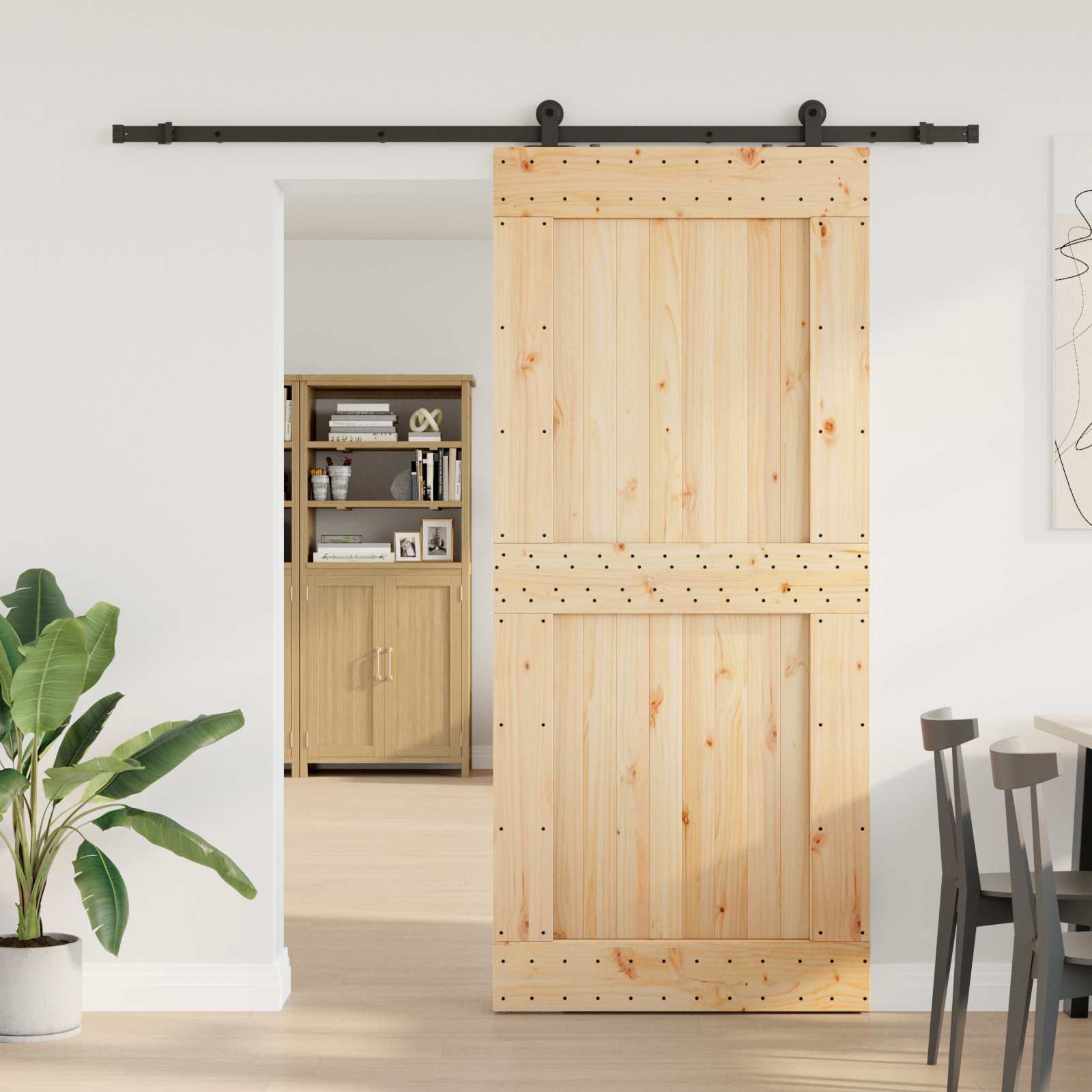 Klizna vrata NARVIK Prirodna i crna 100 x 210 cm (213,5 cm)