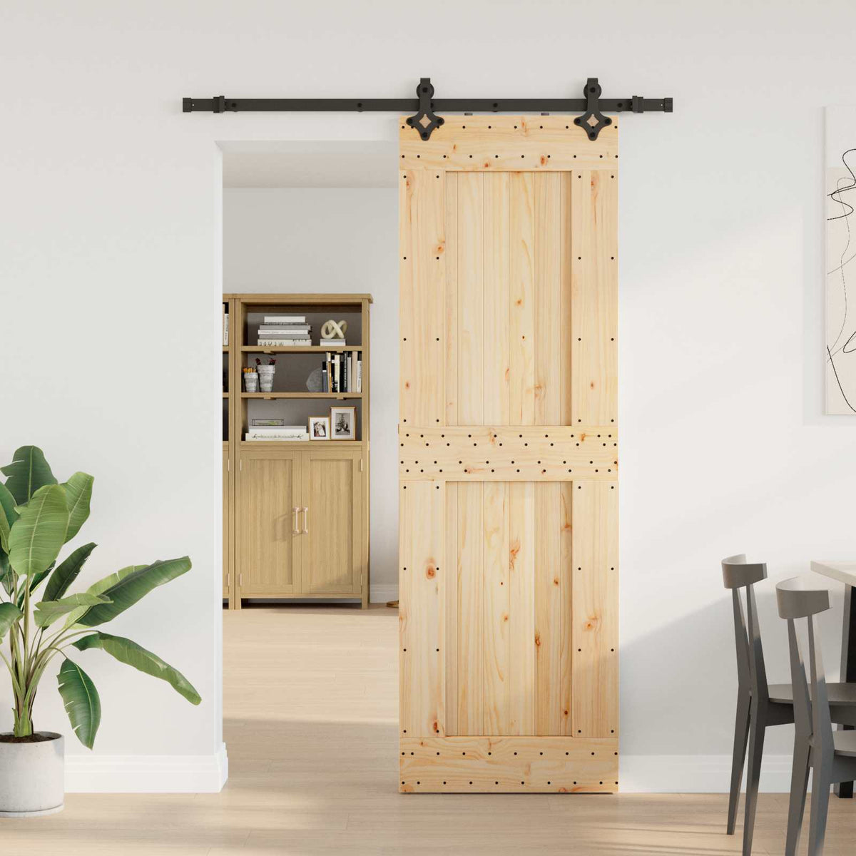 Klizna vrata NARVIK Prirodna i crna 70 x 210 cm (152,5 cm)