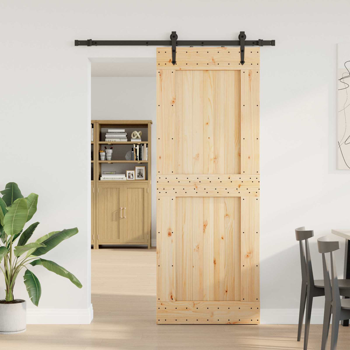 Klizna vrata NARVIK Prirodna i crna 70 x 210 cm (152,5 cm)
