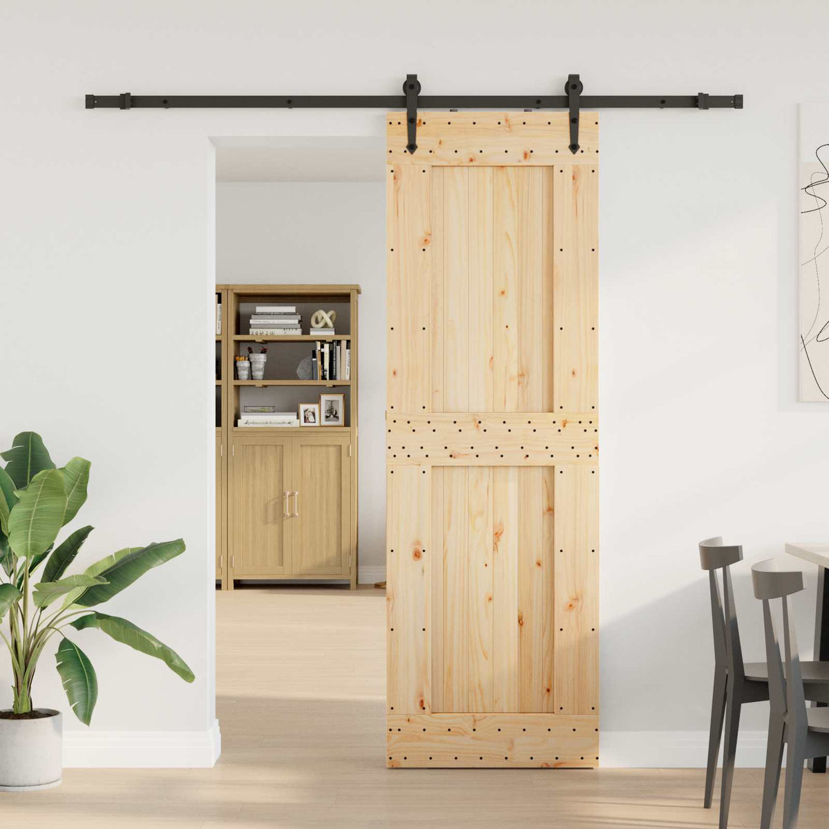 Klizna vrata NARVIK Prirodna i crna 70 x 210 cm (152,5 cm)