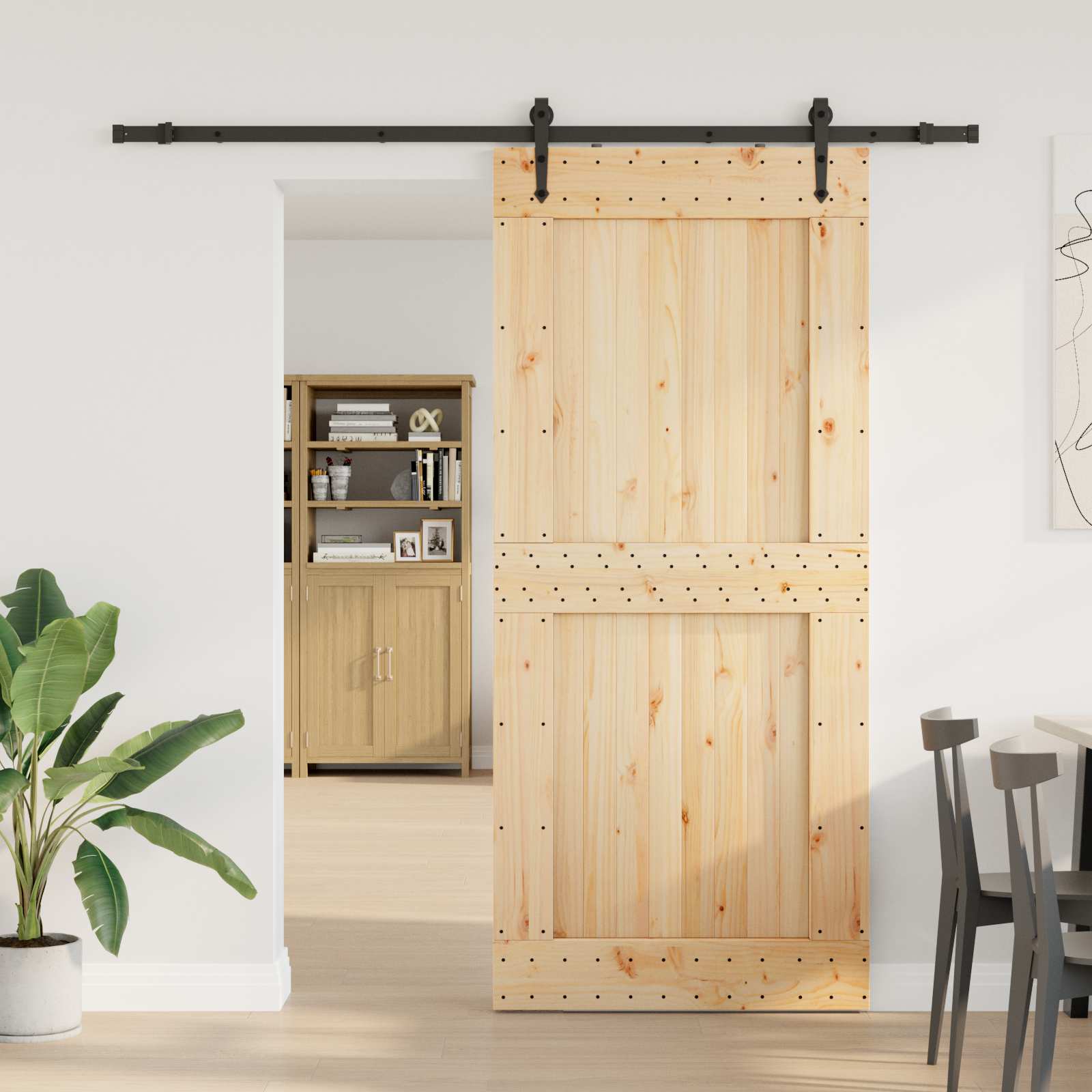 Klizna vrata NARVIK Prirodna i crna 100 x 210 cm (213,5 cm)
